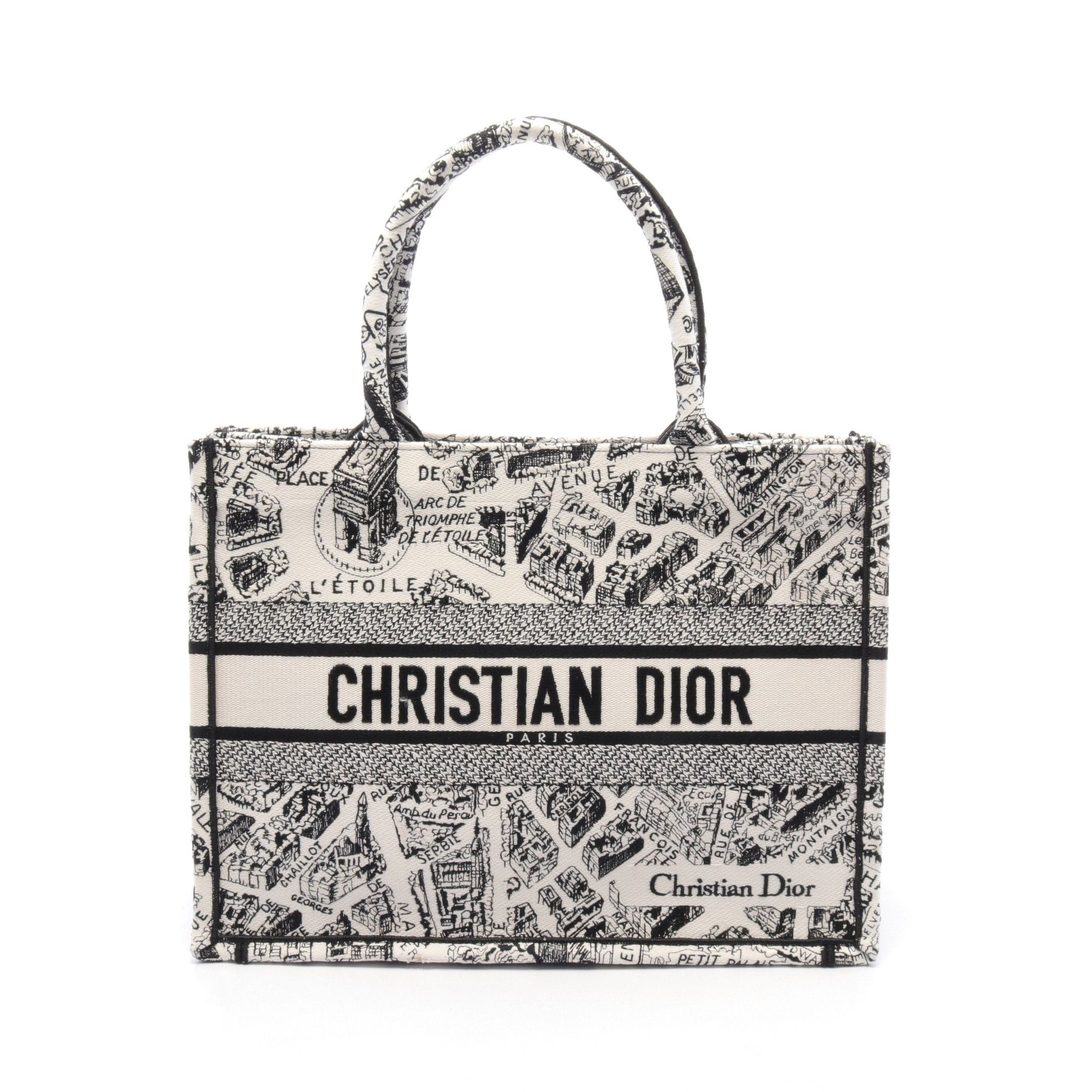 Dior Dior Book Tote Medium Dior Union Handbag Bag Canvas White Black Size ONE SIZE - 1 Thumbnail