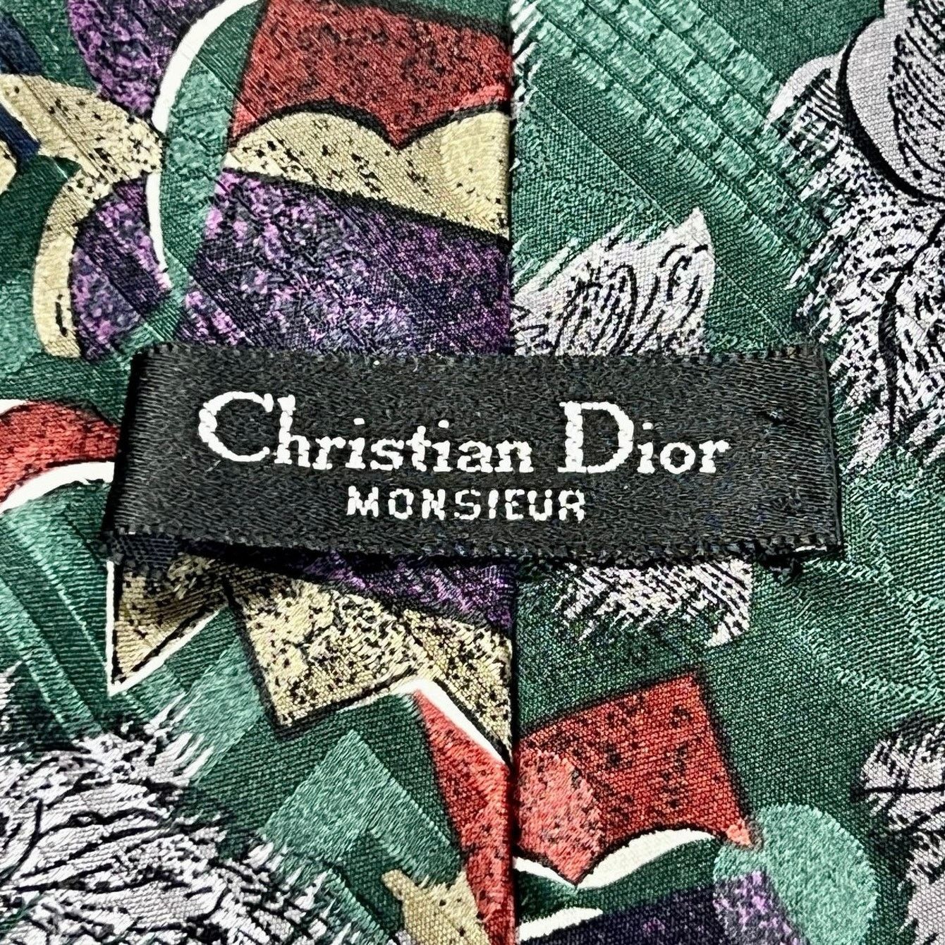 Christian Dior Monsieur Christian Dior Monsieur Tie Green Purple 100% Silk Necktie Size ONE SIZE - 3 Thumbnail
