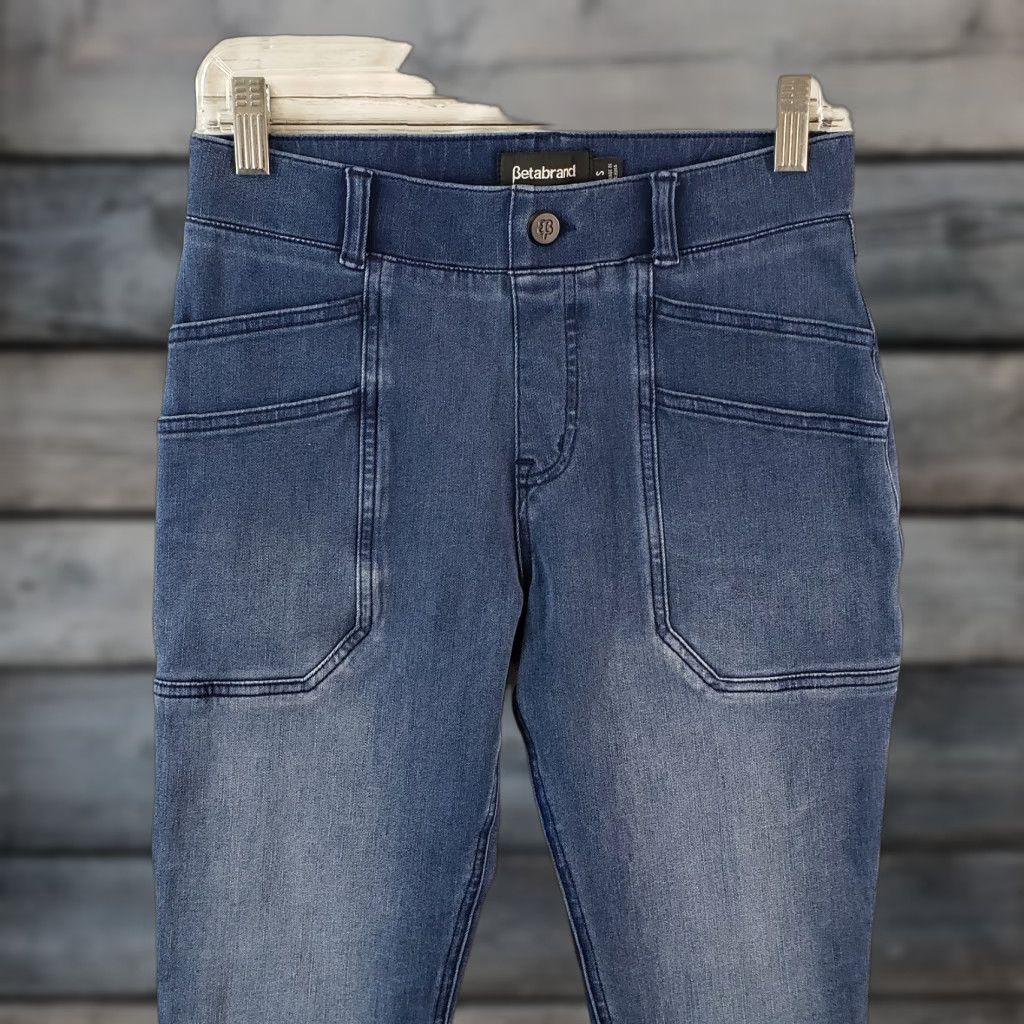 Vintage Betabrand Womens Skinny Pull On Jeans Sz S Blue Mid Rise Pockets Denim Size 28" / US 6 / IT 42 - 1 Thumbnail