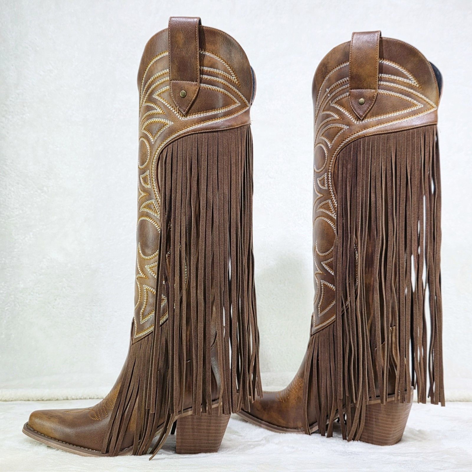 Other Tucker Embroidery Country Western Cowgirl Fringe Knee Boots Size US 7.5 / IT 37.5 - 1 Thumbnail