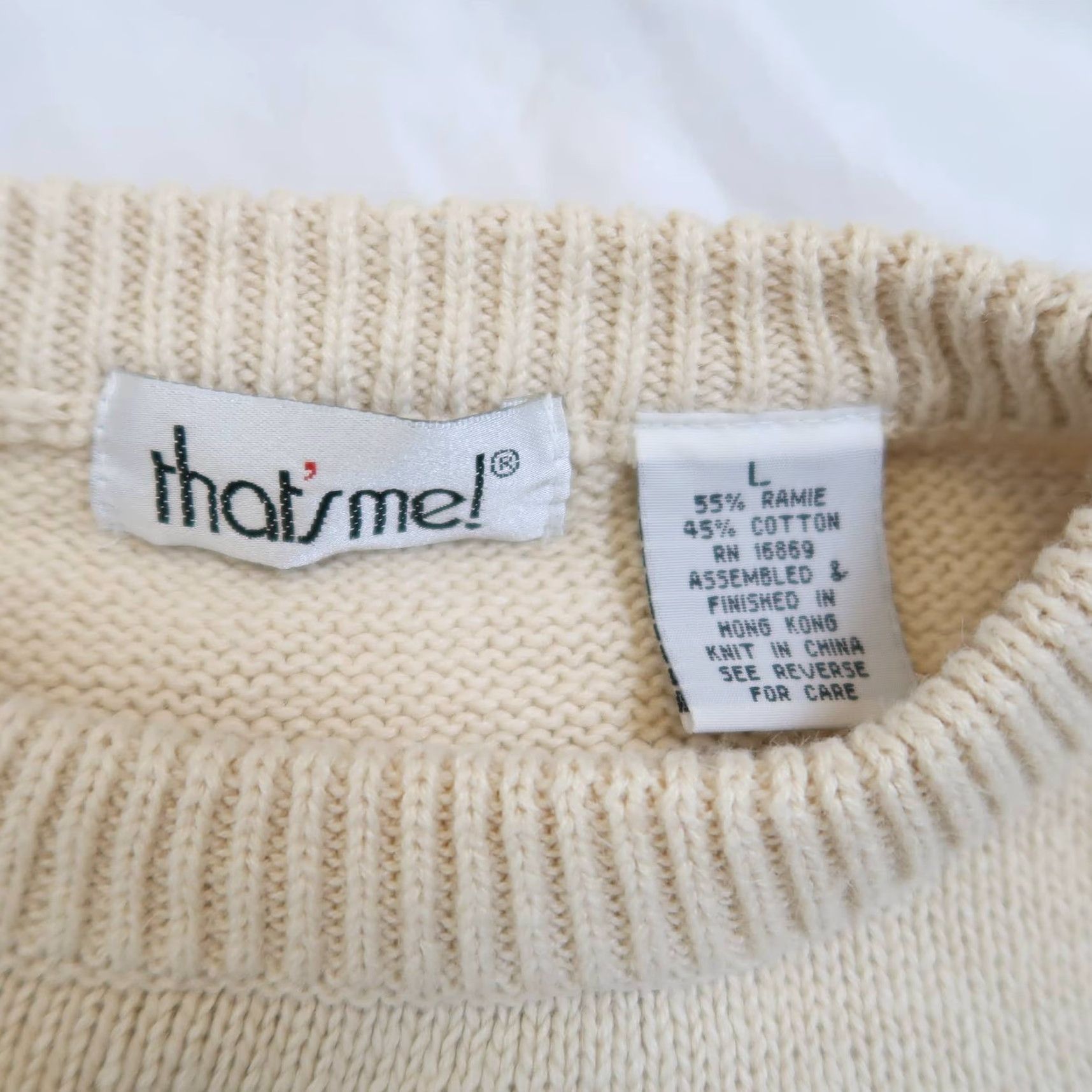 Vintage VINTAGE 90s cream and purple floral embroidered knit sweater L Size L / US 10 / IT 46 - 5 Thumbnail