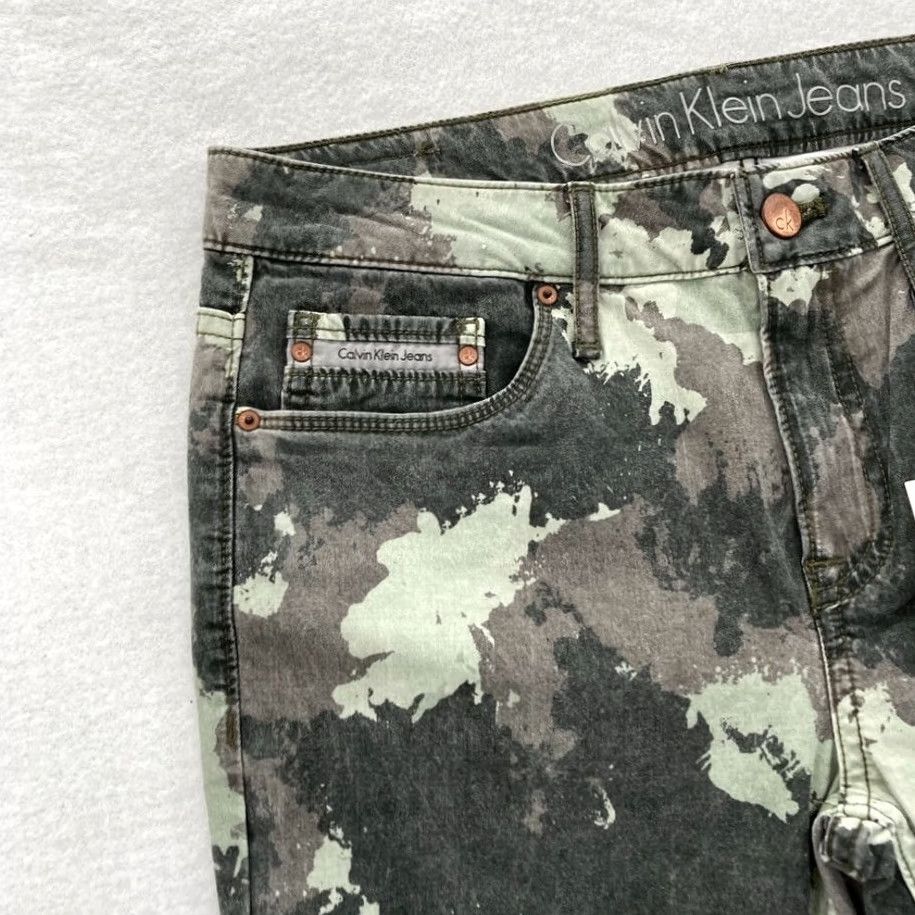 Calvin Klein Calvin Klein Jeans Women's Ankle Skinny Green Camouflage Stretch Denim Pants 30 Size 30" / US 8 / IT 44 - 3 Thumbnail
