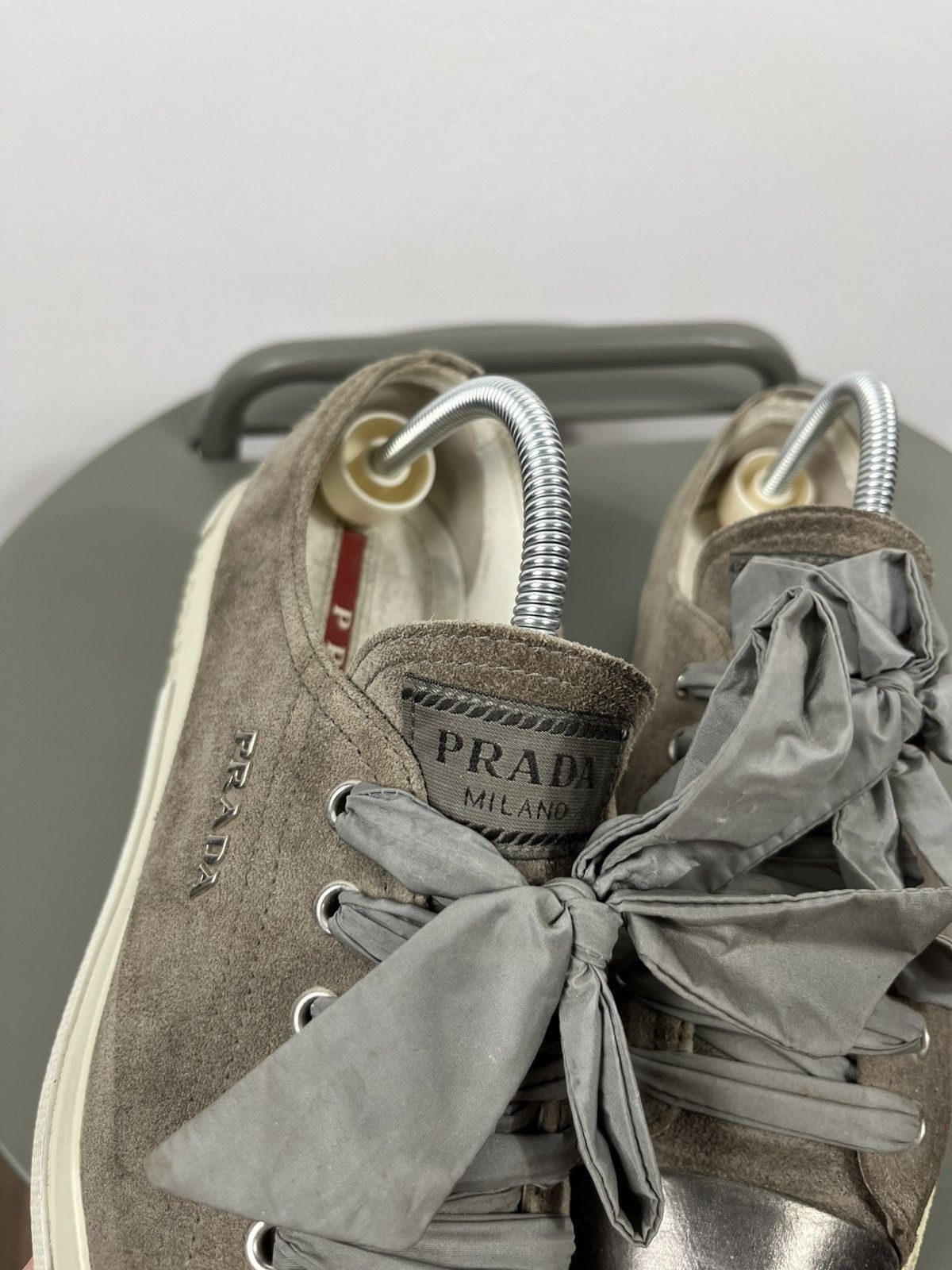 Prada Prada Suede Sneakers Bow Laces Cap Toe Women’s Size 36 Size US 6 / IT 36 - 6 Thumbnail