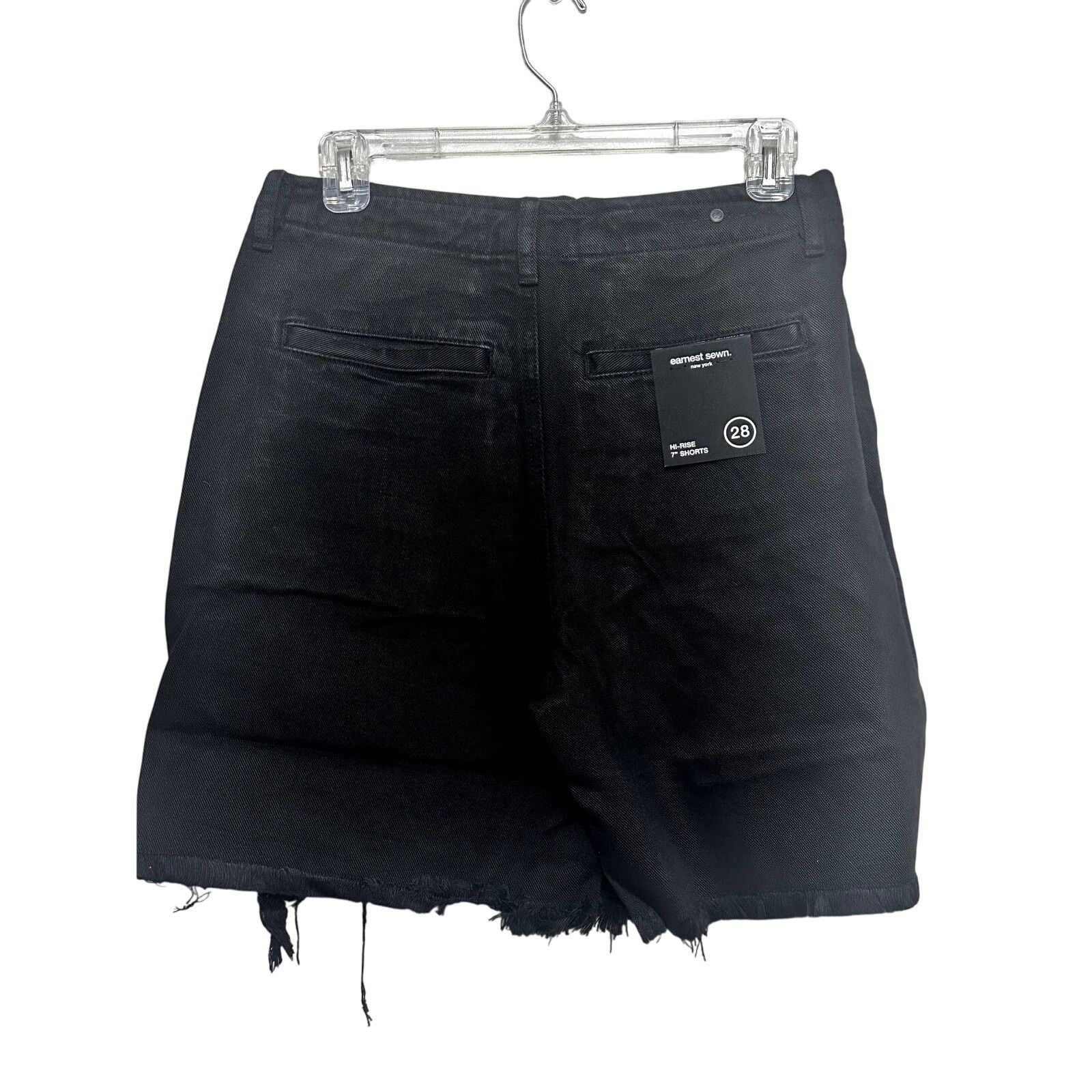 Earnest Sewn Earnest Denim Shorts Jorts High Rise Black Women's 28 NWT Size 28" / US 6 / IT 42 - 7 Thumbnail