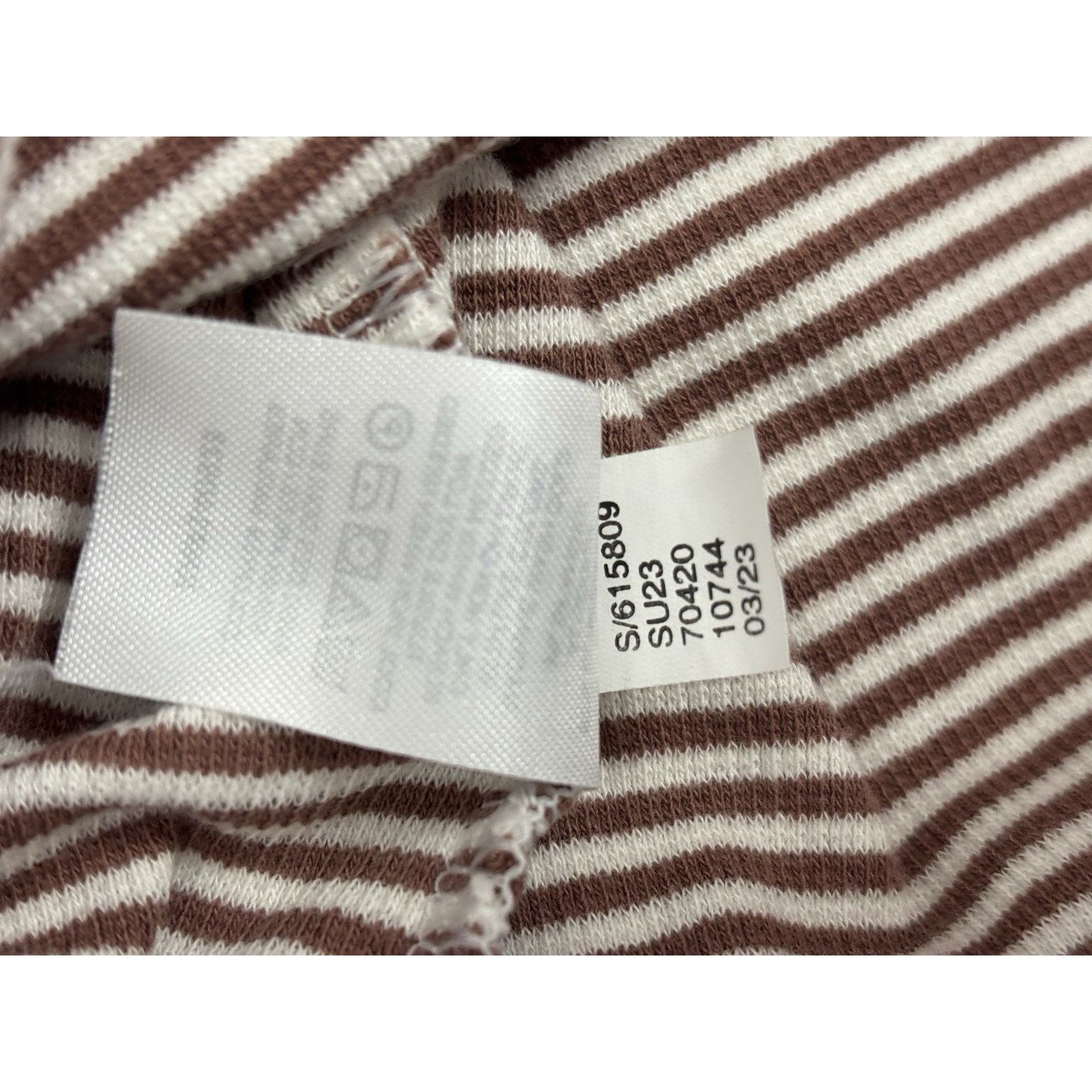 Loft LOFT Petites Brown White Striped SS Scoop Neck T-shirt LP Size L / US 10 / IT 46 - 5 Thumbnail