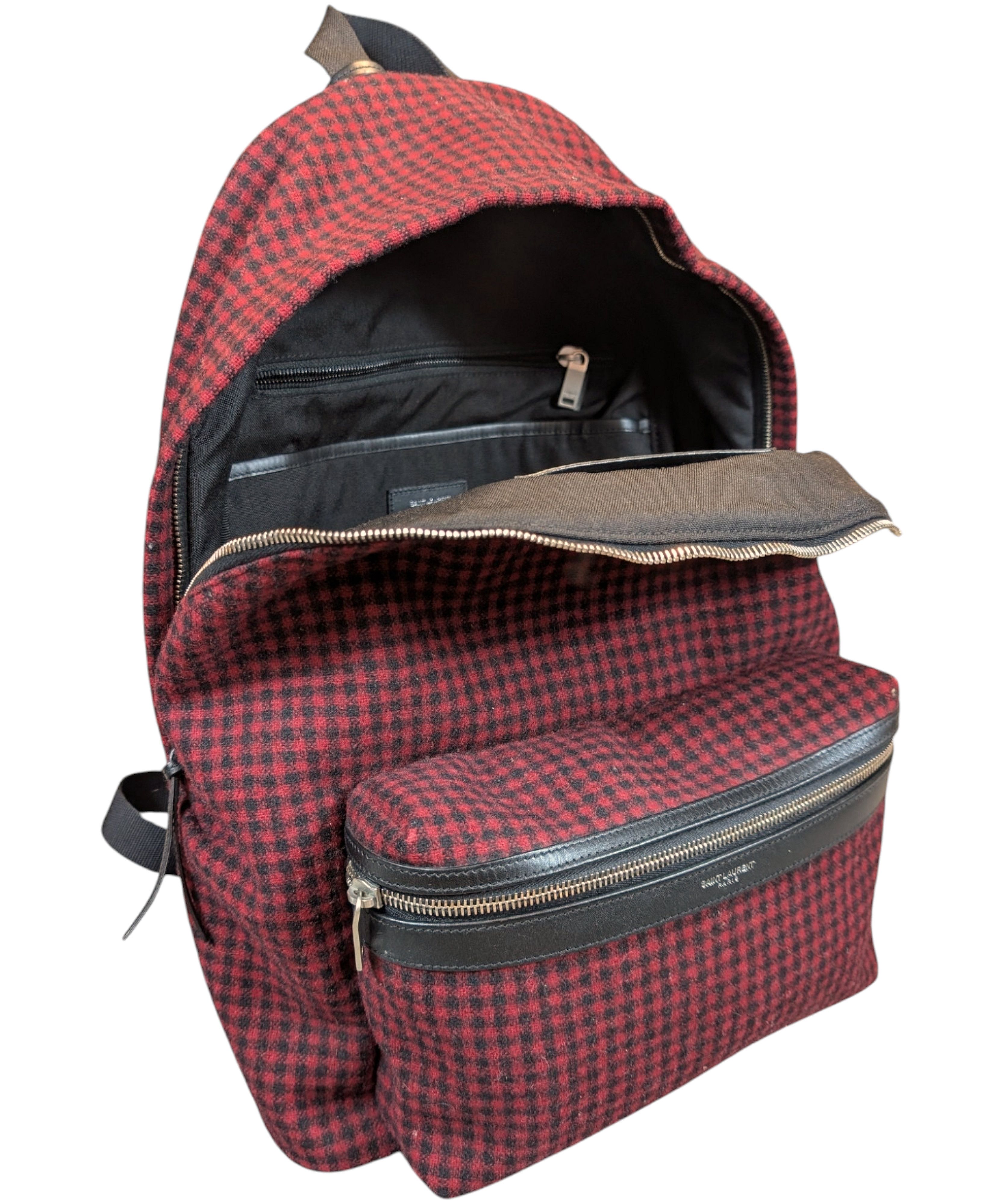 Saint Laurent Paris Saint Laurent City Plaid Red Black Backpack Bag Hedi Slimane Size ONE SIZE - 2 Thumbnail