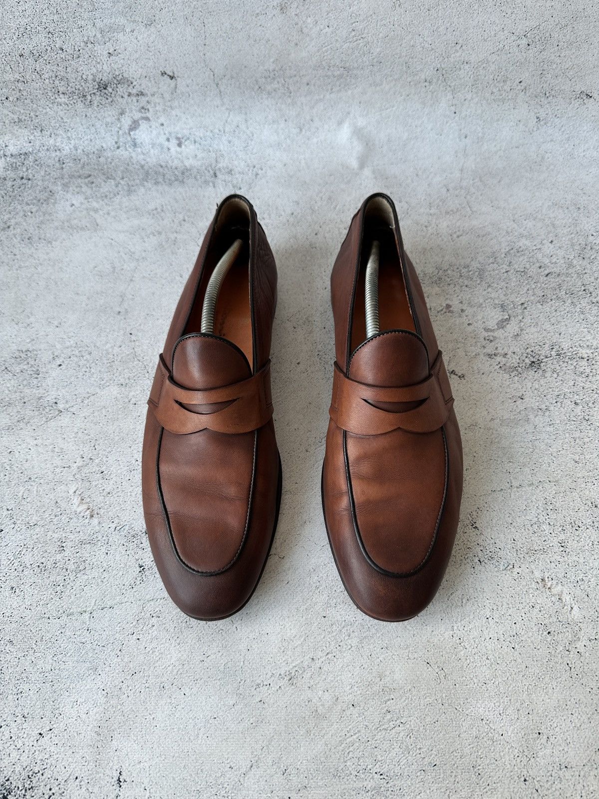 Santoni Santoni Loafers Brown Leather Penny Slip-On Dress Shoes Size US 9.5 / EU 42-43 - 5 Thumbnail