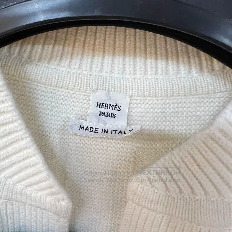 Hermes Hermes Beige Wool Knit Sweater, V-Neck Open Design Size XXS / US 00 / IT 34 - 4 Thumbnail