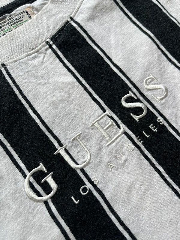 Guess Guess Sz XL Stripped Retro T-Shirt Heavy Cotton Rare Size US XL / EU 56 / 4 - 2 Thumbnail