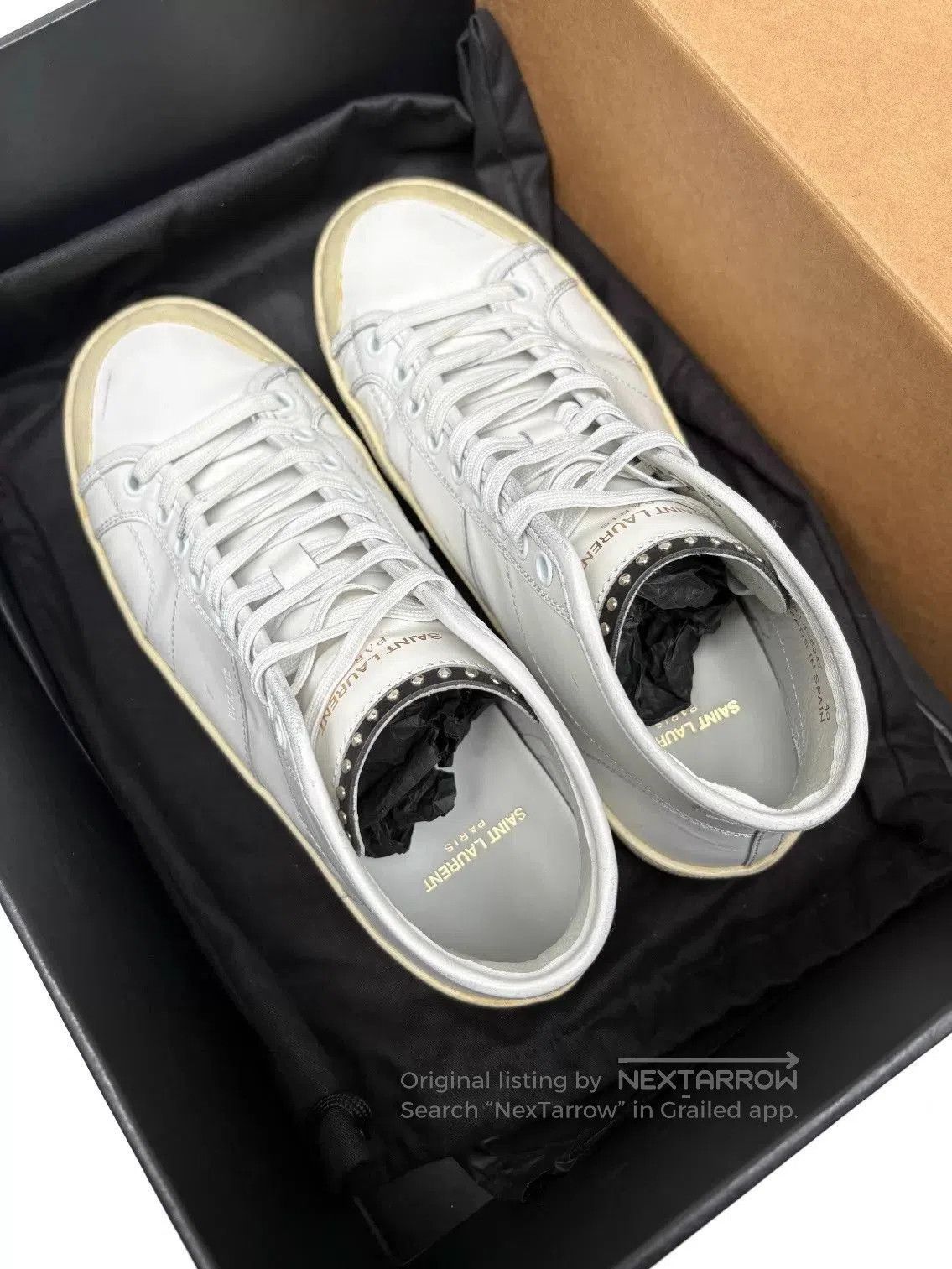 Saint Laurent Paris White High-Top Sneakers Size 7. Size US 7 / EU 40 - 6 Thumbnail