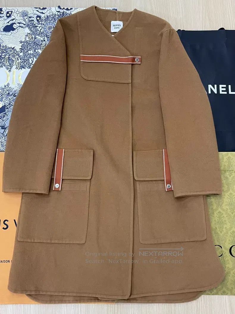 Hermes Hermes Olive Brown Cashmere Coat, Loose Fit Size XS / US 0-2 / IT 36-38 - 1 Thumbnail
