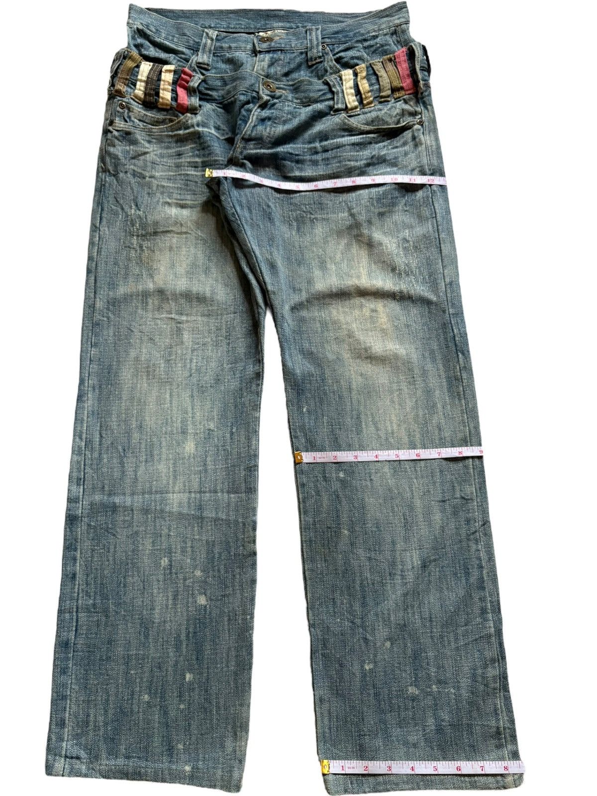 Japanese Brand Vintage Japanese Brand Double Waist Mud Wash Baggy Jeans Size US 32 / EU 48 - 15 Thumbnail