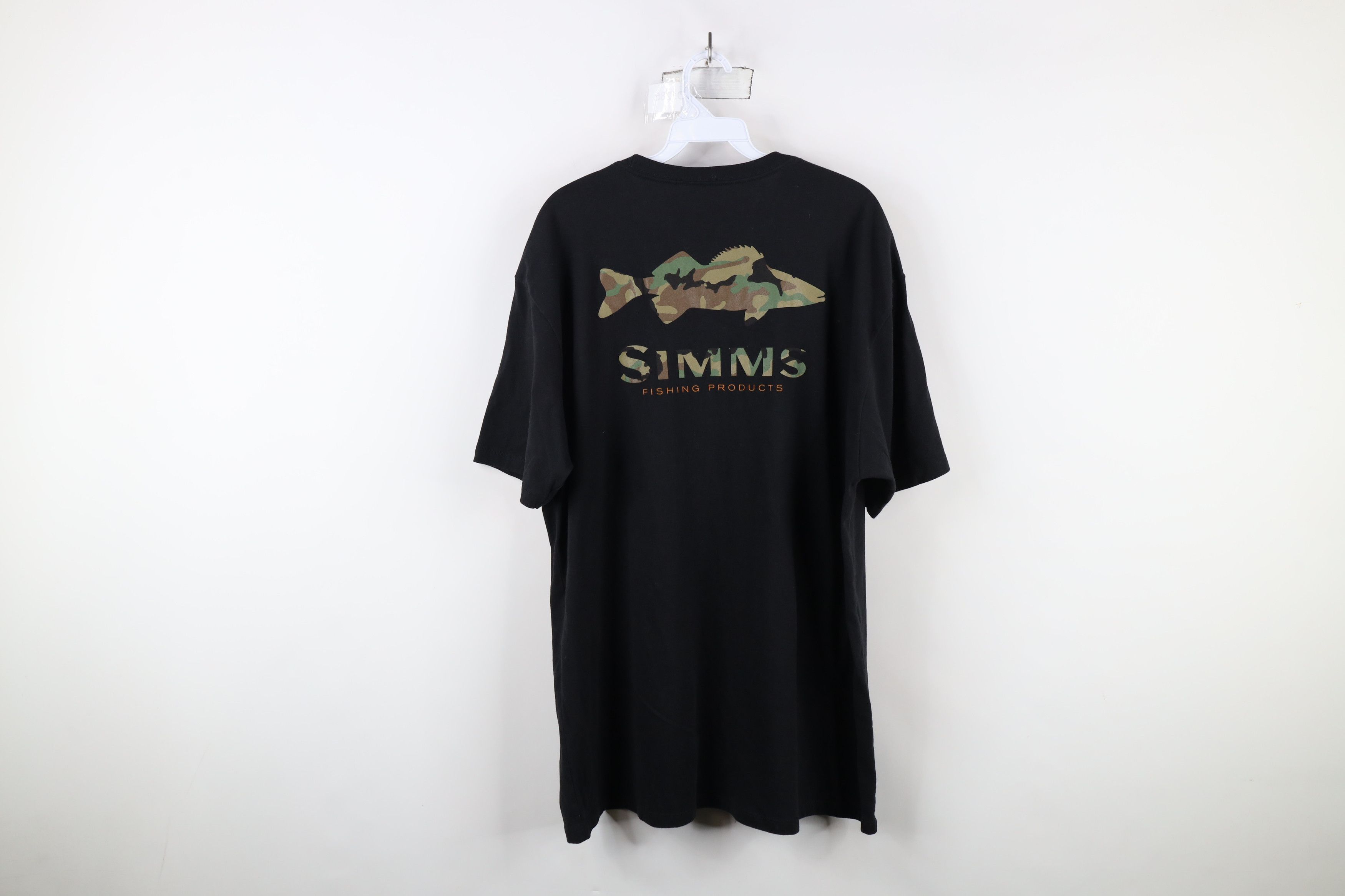 Simms × Vintage Simms Fishing Camouflage Fish Short Sleeve T-Shirt Black Size US XL / EU 56 / 4 - 9 Thumbnail