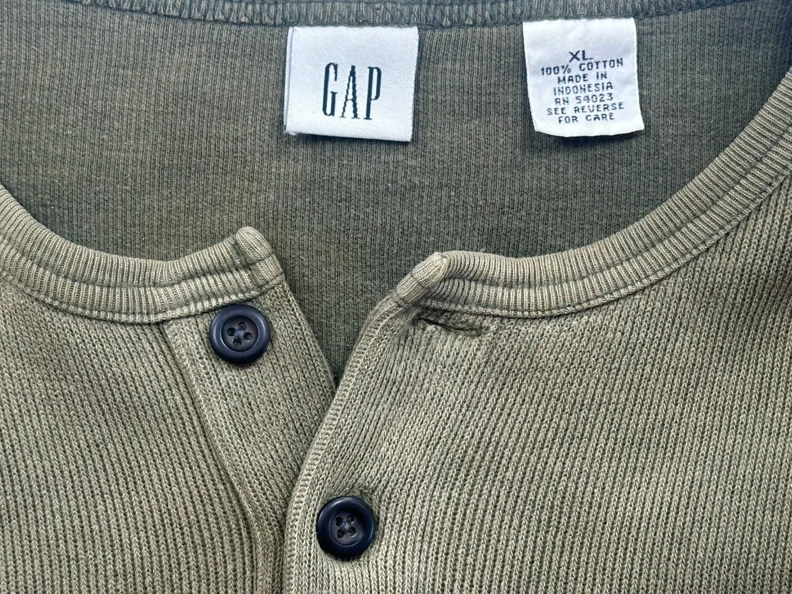 Gap Gap 1/4 Button 100% Cotton Flannel Pullover Green Men's XL Size US XL / EU 56 / 4 - 3 Thumbnail