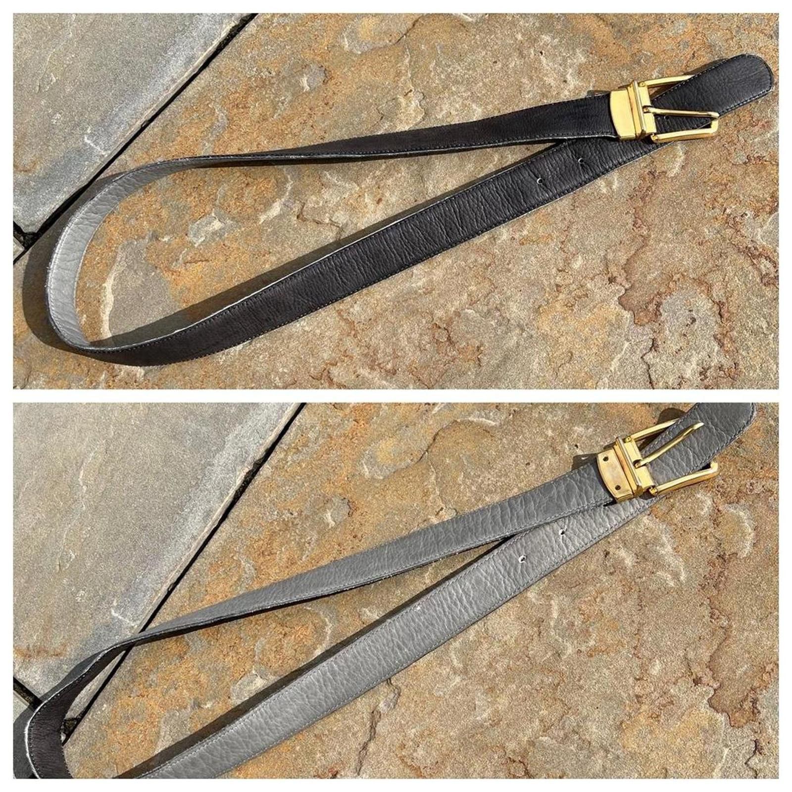 Vintage Vintage 90s Reversible Black/Grey Leather Belt Size ONE SIZE - 1 Thumbnail