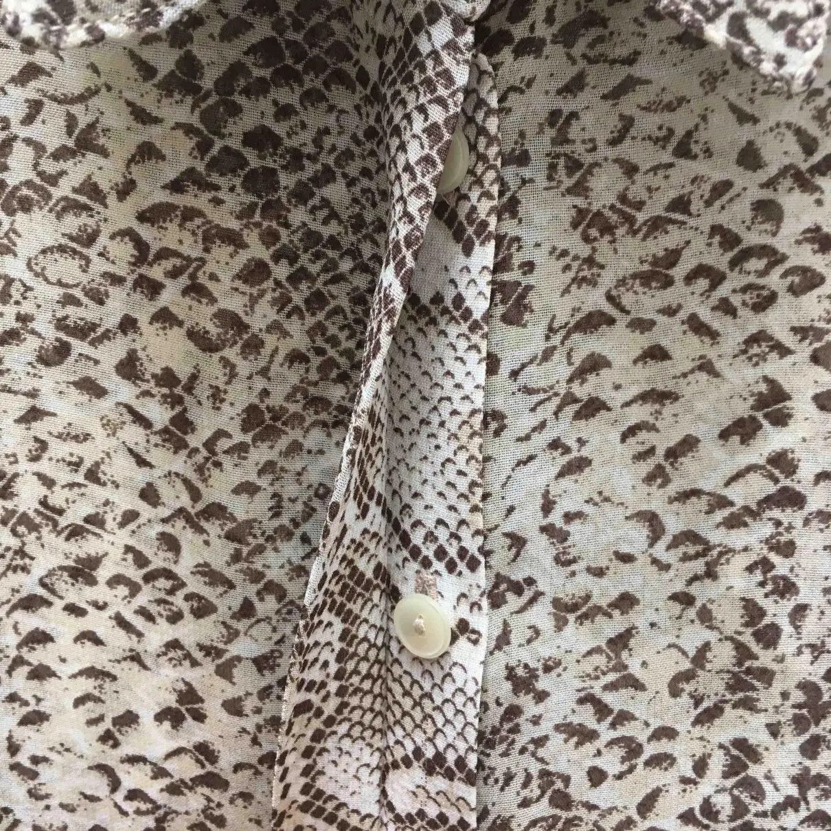 Japanese Brand Beige and brown snake print vintage shirt Size XXS / US 00 / IT 34 - 3 Thumbnail