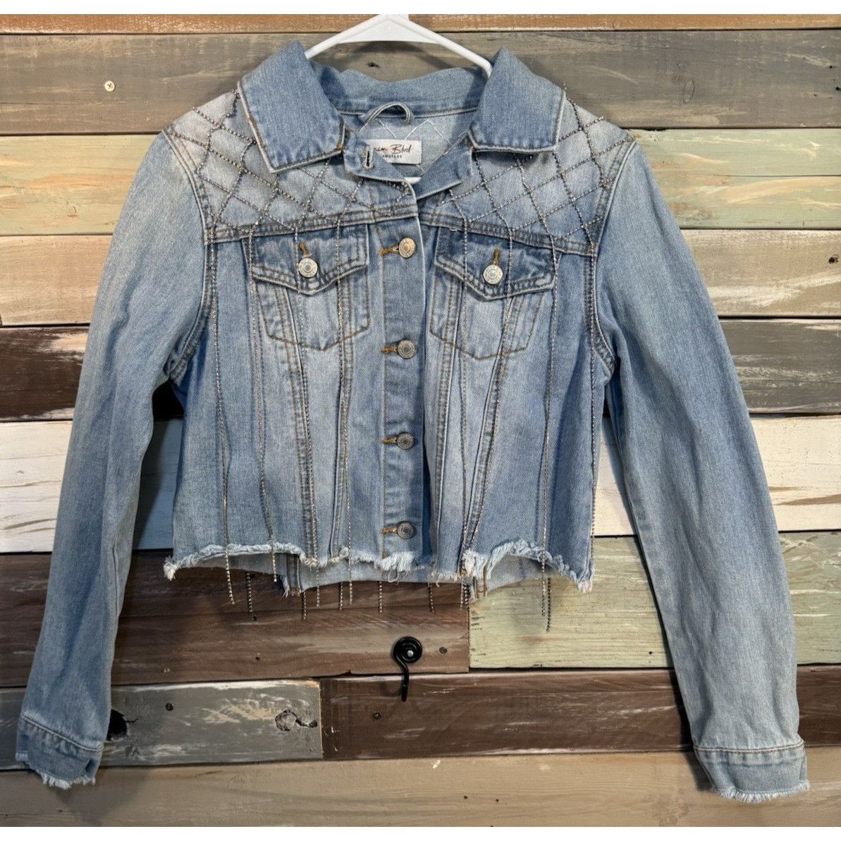 Levi's Denim Blvd Blue Jean Rhinestone Crystal Jacket Women's MEDIU Size M / US 6-8 / IT 42-44 - 1 Thumbnail