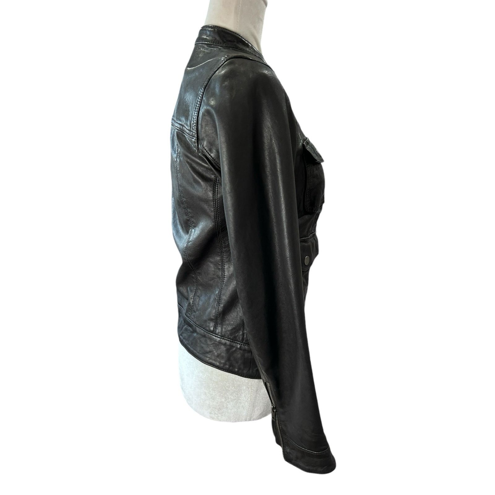 Lucky Brand Lucky Brand Womens XS Lamb Leather Jacket Black Moto Biker Size XS / US 0-2 / IT 36-38 - 11 Thumbnail