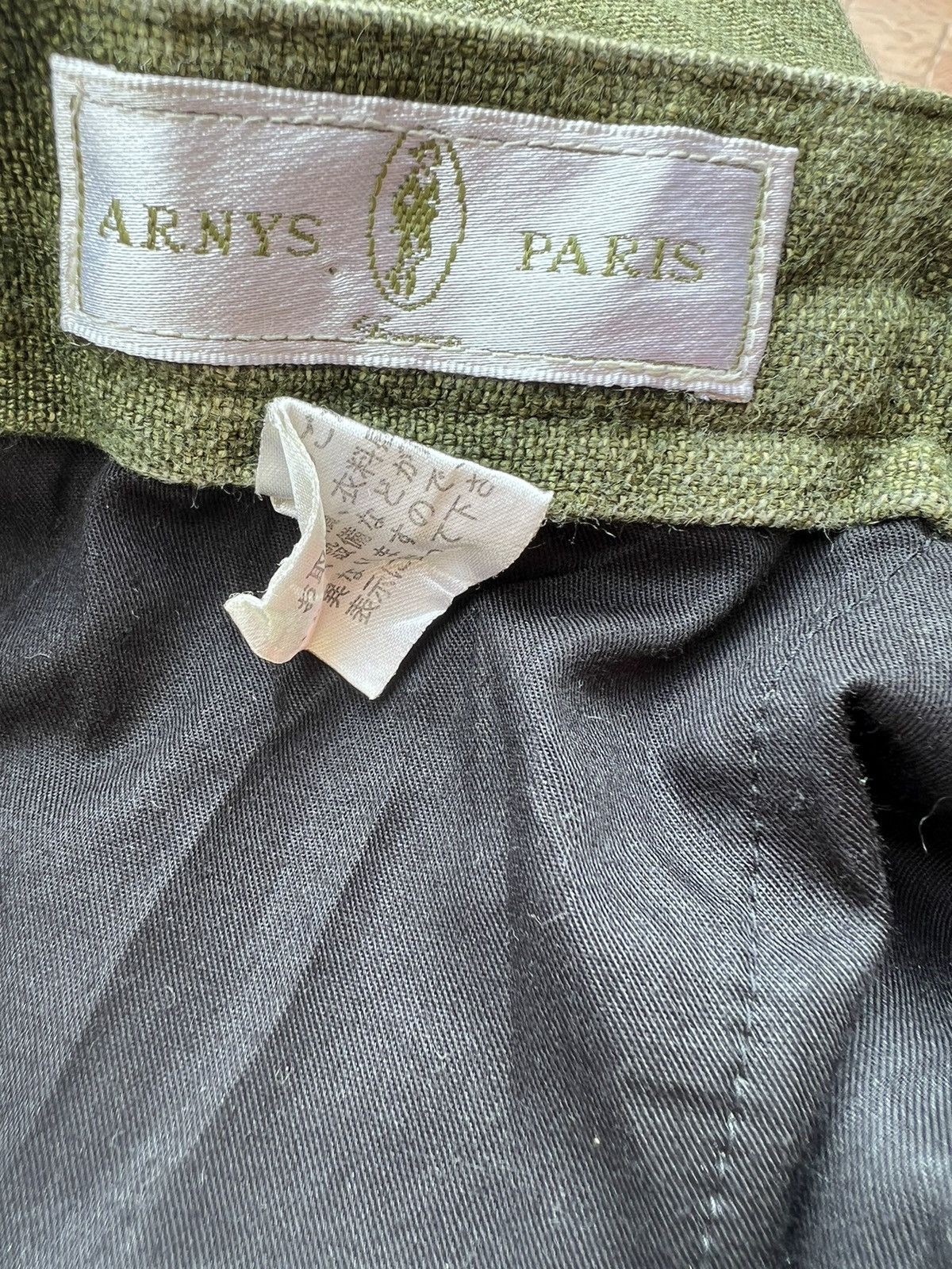 Designer 90s Arnys Paris Fade Olive Green 100% Linen Short Pant Size US 31 - 21 Thumbnail