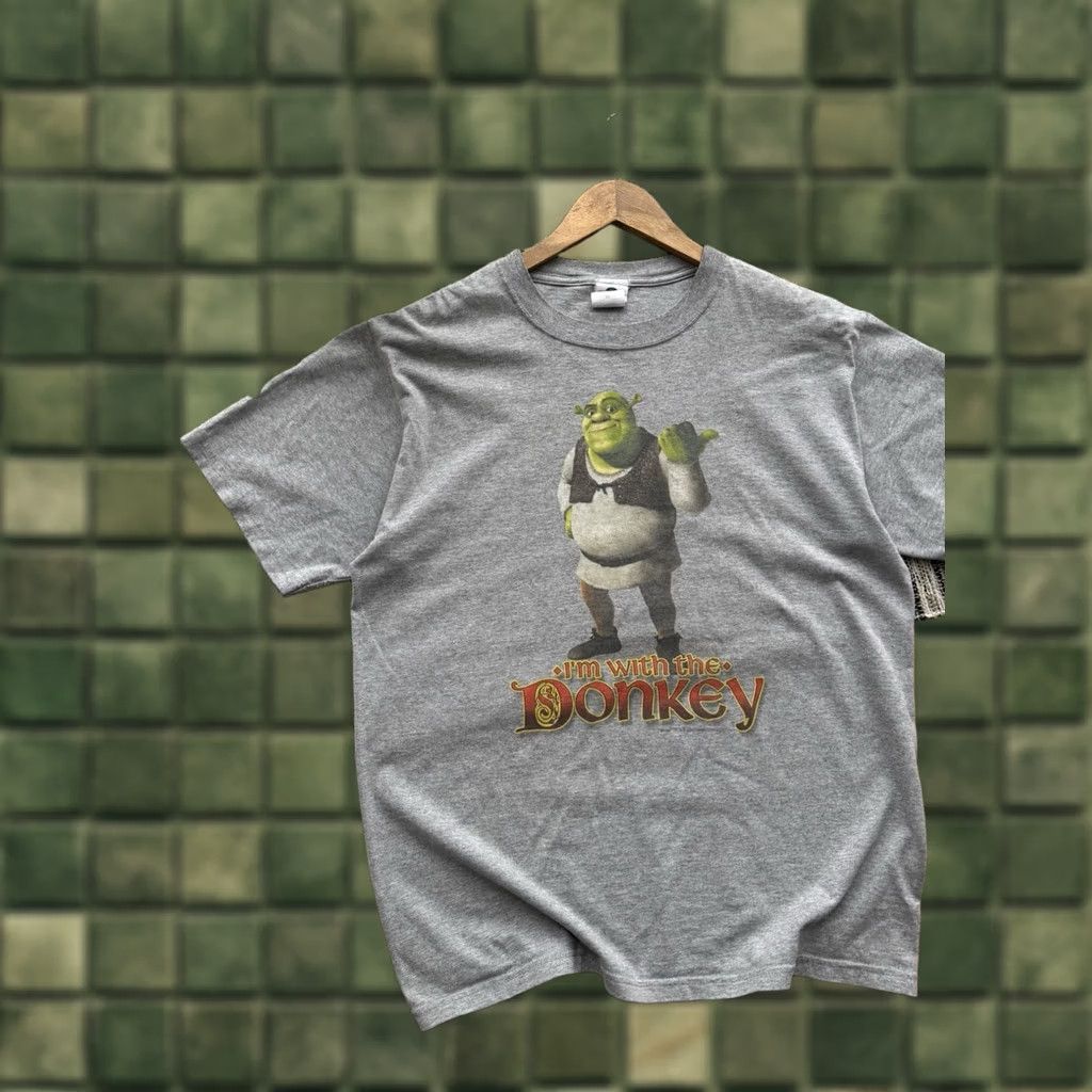 Vintage VINTAGE Universal Studios Hollywood Shrek Donkey Movie Promo Shirt M Gray Cotton Logo 90s Merch Mens T-Shirt Size US M / EU 48-50 / 2 - 1 Thumbnail