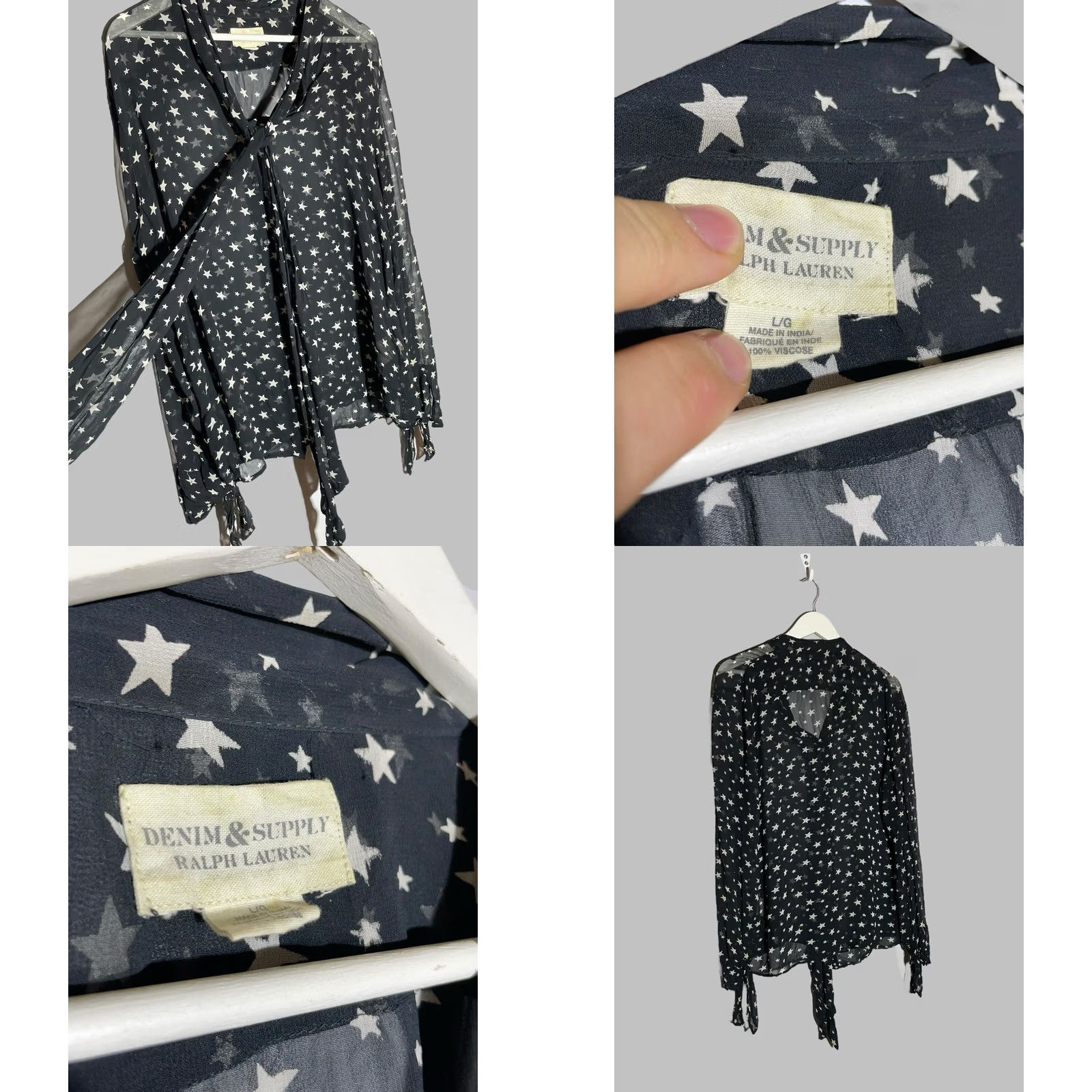 Ralph Lauren Ralph Lauren Denim Supply Star Dress Women L Blue Denim Midi Short Sleeve Casual Wedding Party Summer Vintage No Size L / US 10 / IT 46 - 8 Thumbnail