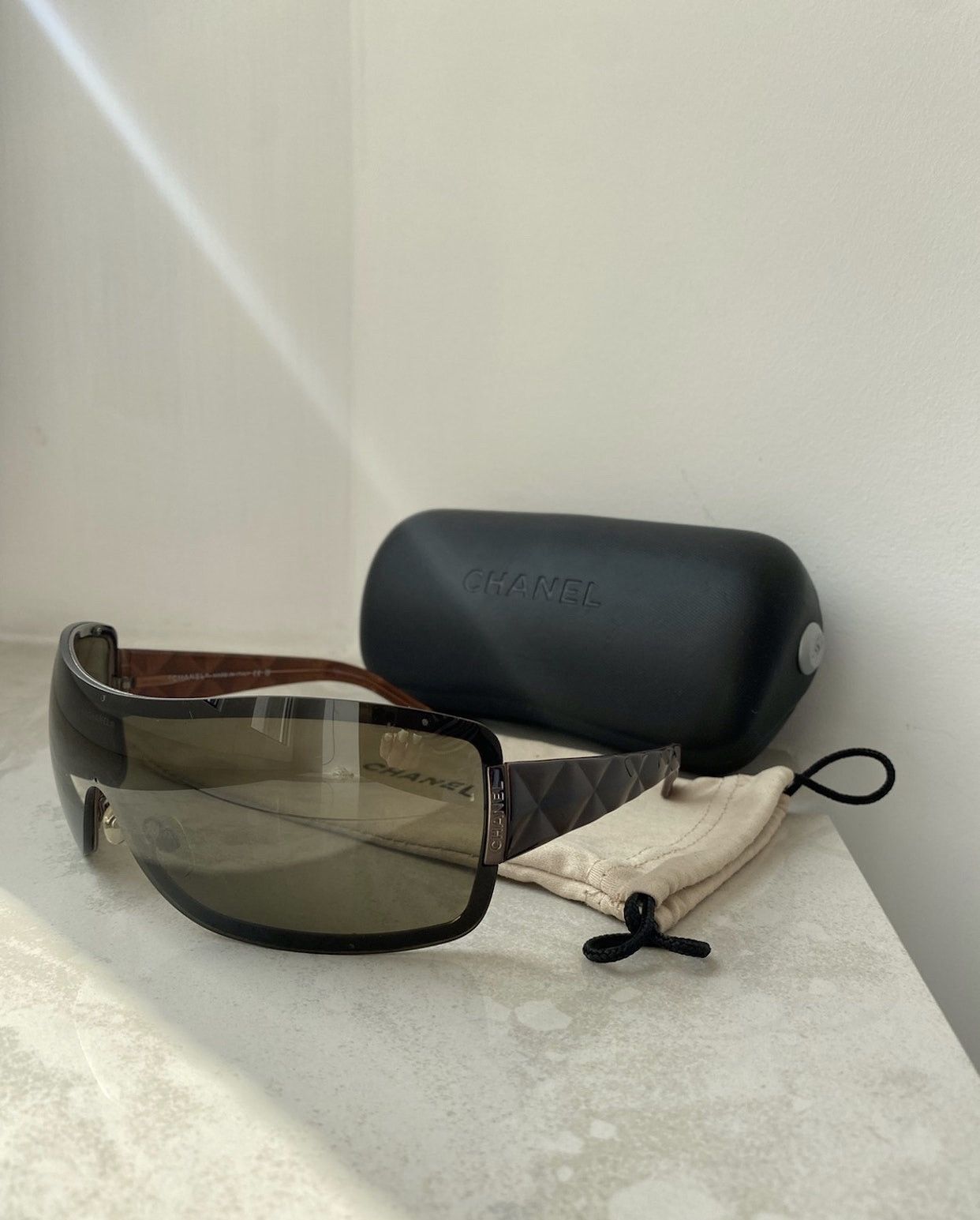 Chanel × Vintage CHANEL CC Logo Mask Sunglasses 4125 | Grailed