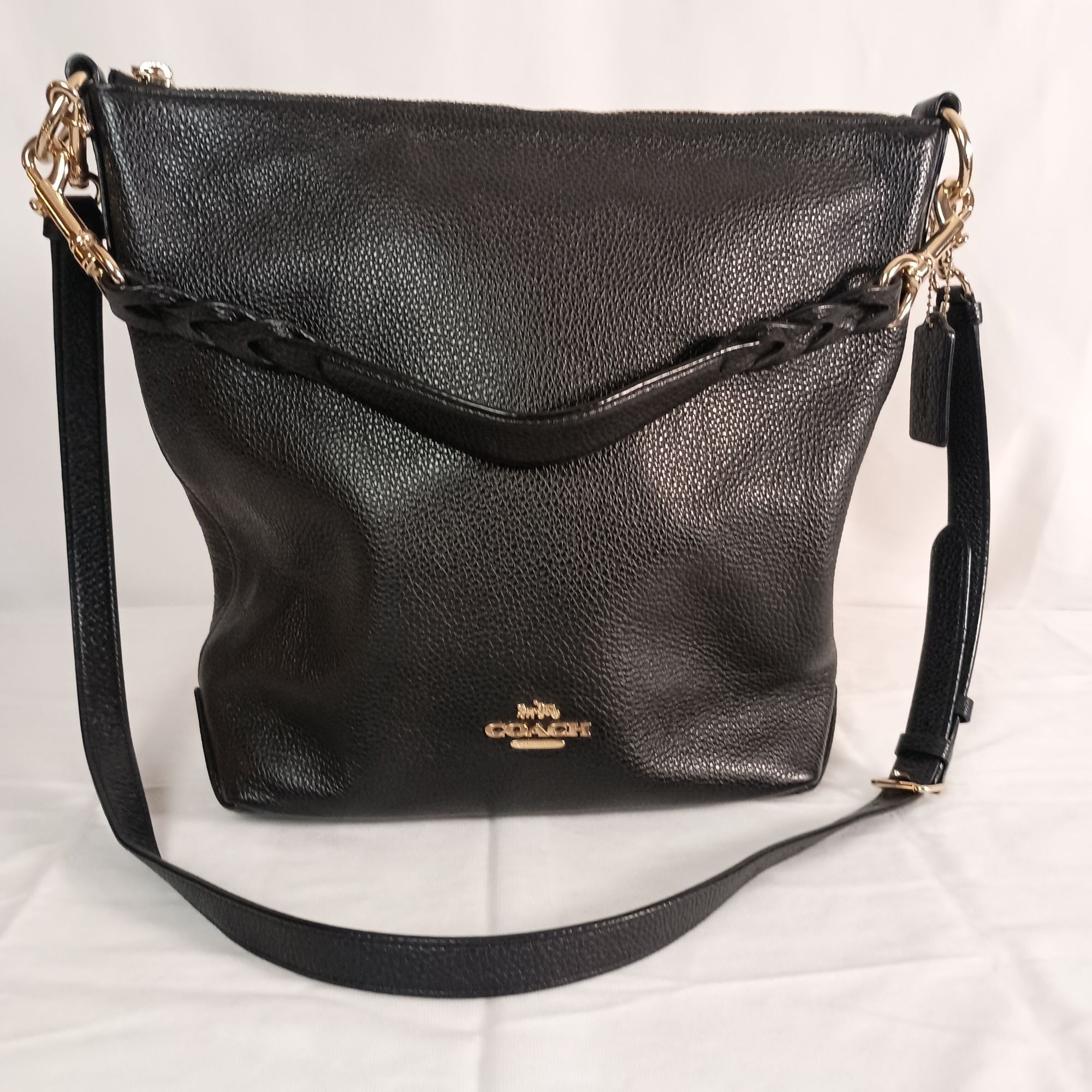 Coach Black Pebbled Leather Abbey Duffle Bag Crossbody/shoul, Women's