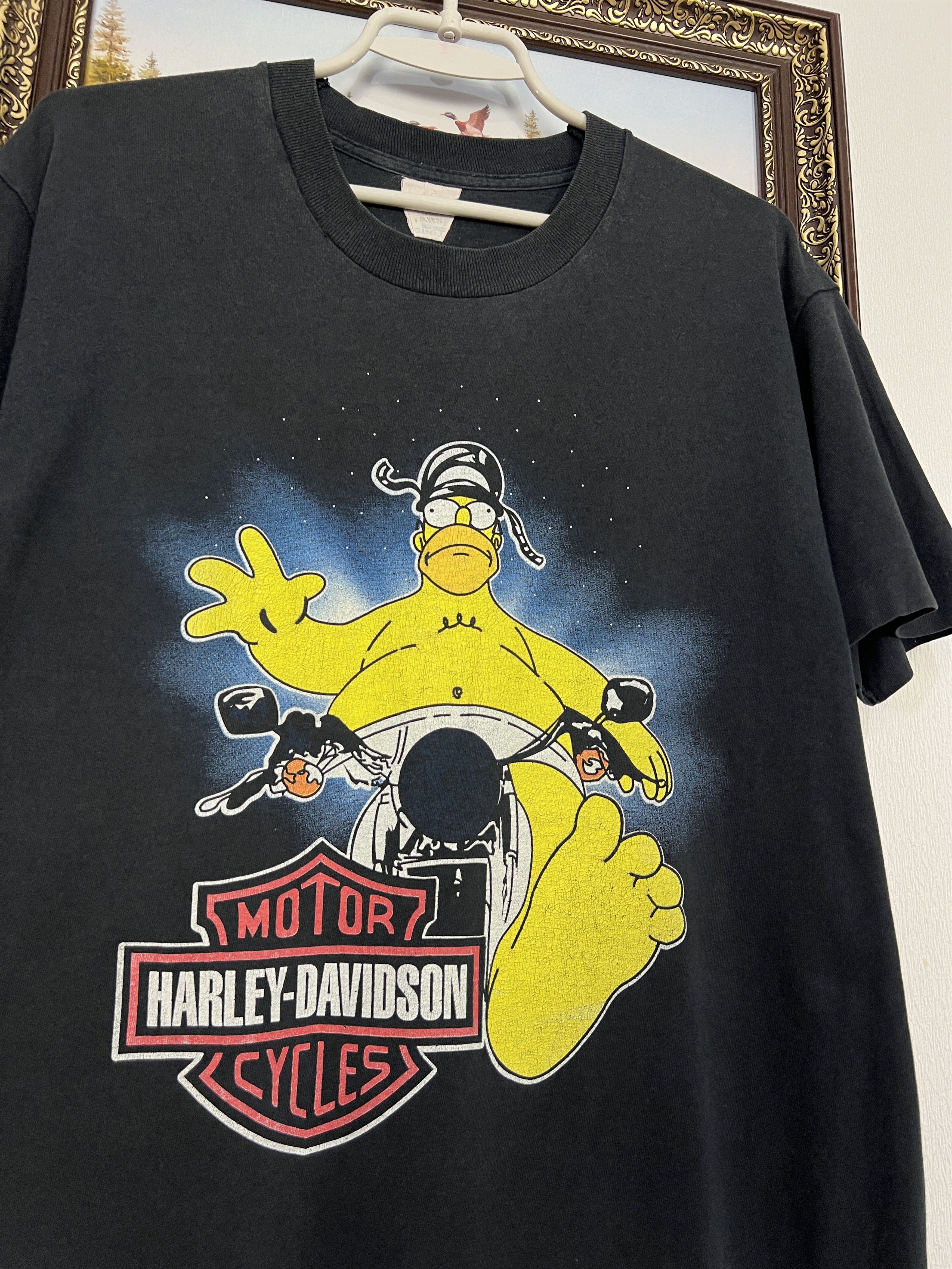 Harley Davidson Vintage 90's Homer Simpsons Over Print Tee Shirt Rare Size US M / EU 48-50 / 2 - 3 Thumbnail