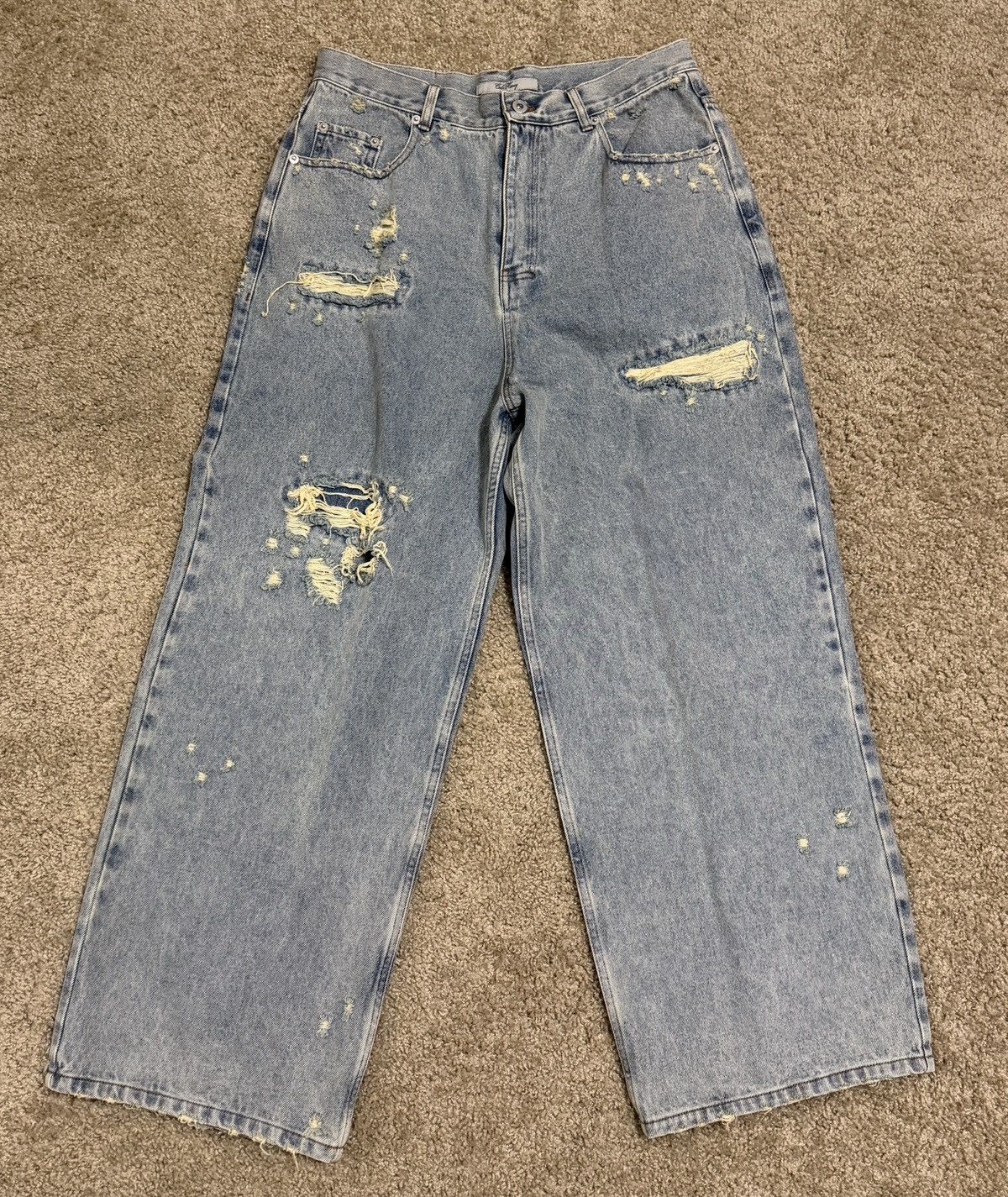 Other Cole Henry Washed Distressed Denim Jeans Faded Blue BAGGY Size US 34 / EU 50 - 1 Thumbnail