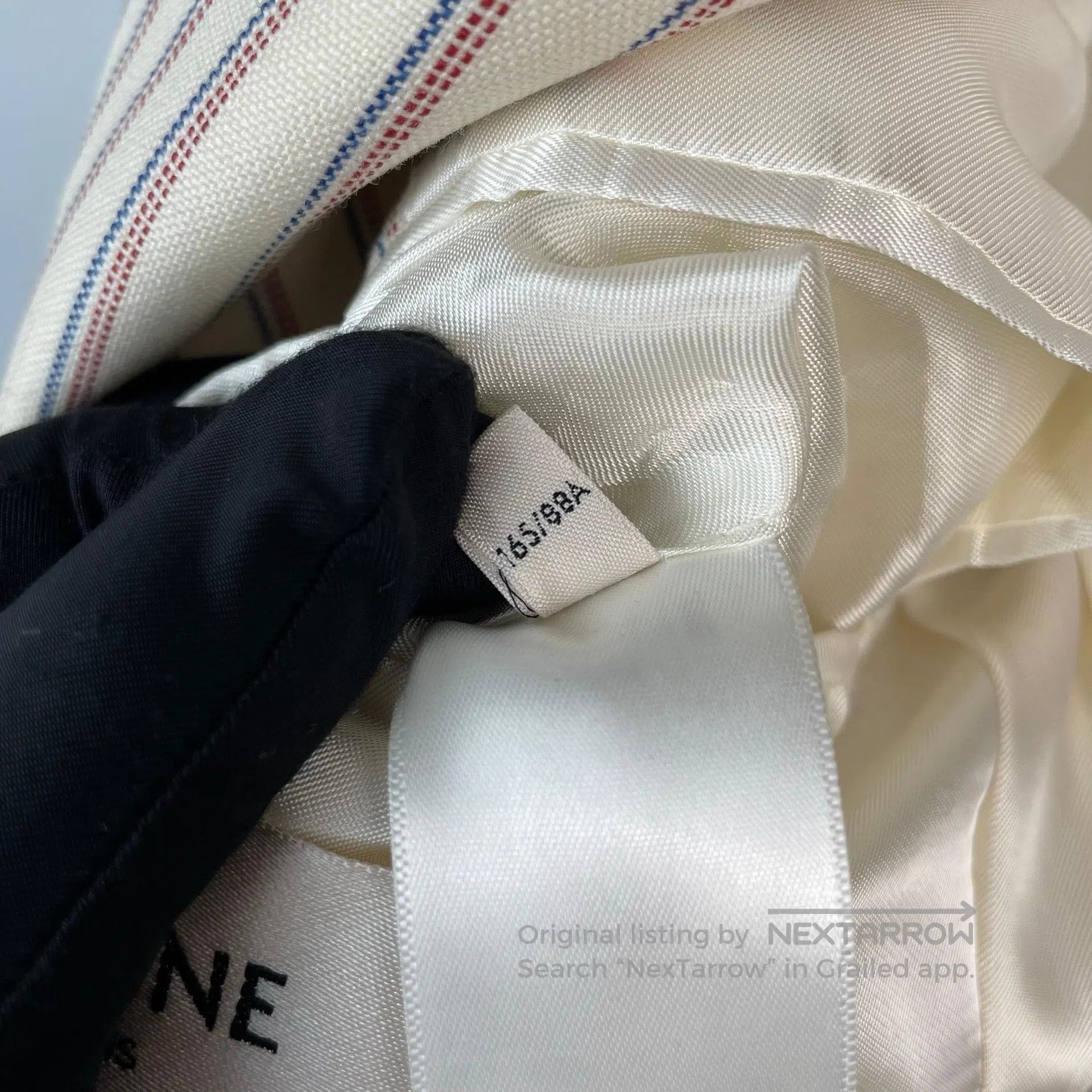 Celine CELINE Beige Double Breasted Striped Wool Suit Jacket| Size S / US 4 / IT 40 - 7 Thumbnail