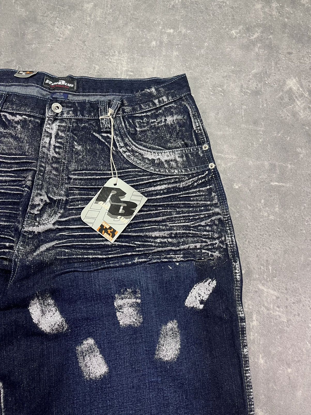 Affliction DSWT Raw Blue Baggy Printed Glitter Denim Jorts Shorts 38 Size US 38 / EU 54 - 9 Thumbnail