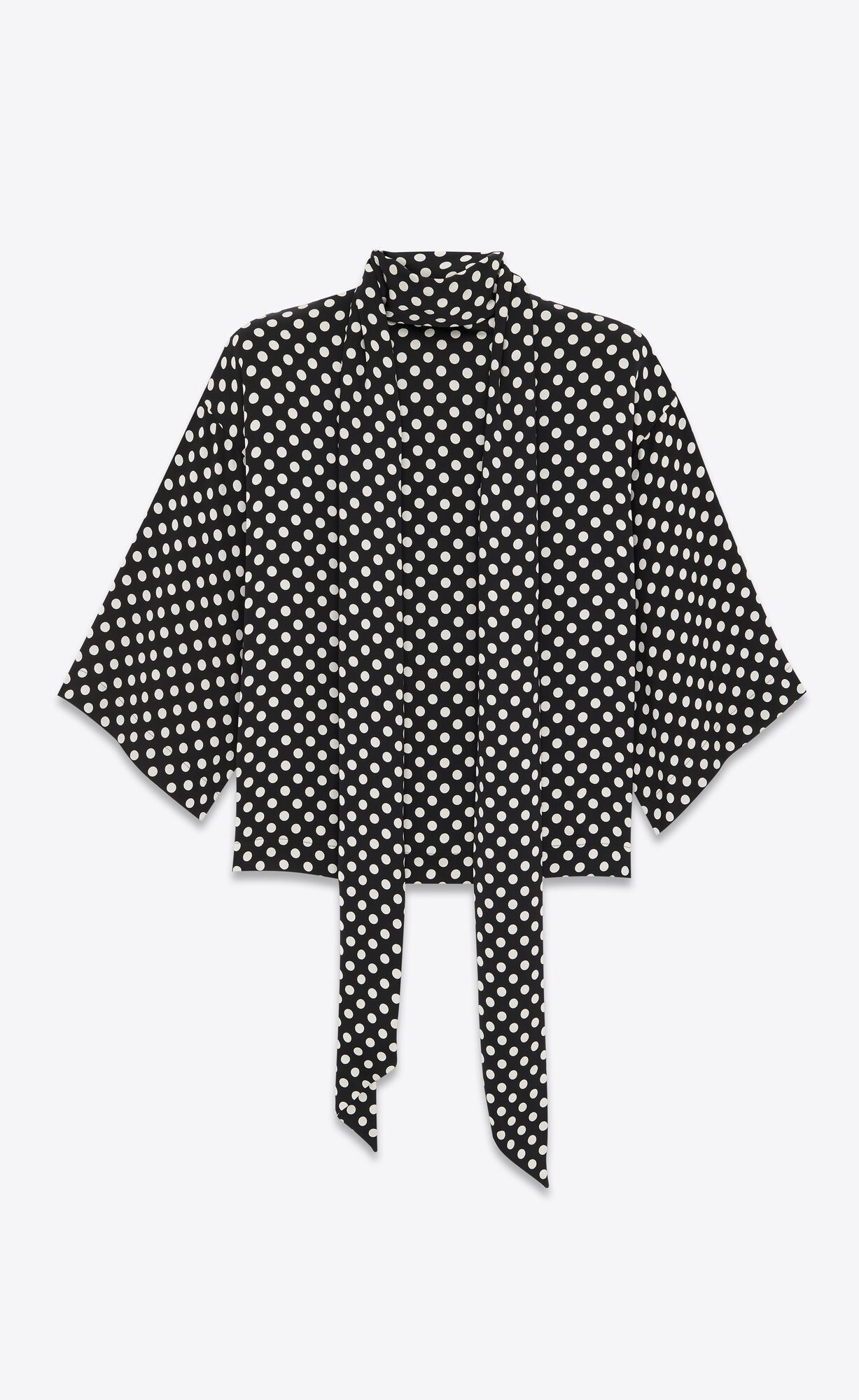 Saint Laurent Paris o1s1wg111124 Blouse in satin in Noir & White Size S / US 4 / IT 40 - 4 Thumbnail