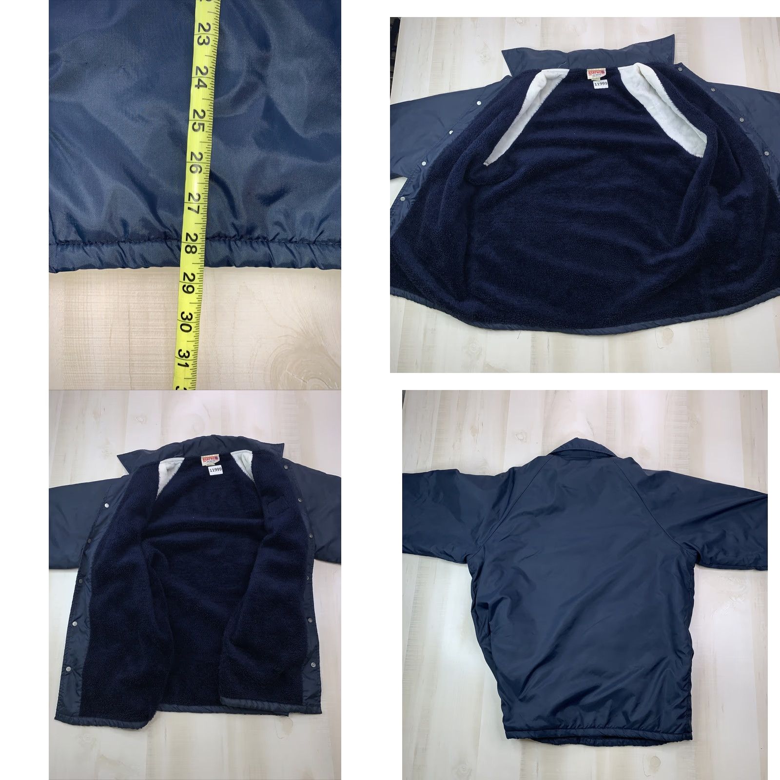 Vintage Hartwell Mens Navy Blue Fleece Lined Nylon Jacket Medium USA Made Size US M / EU 48-50 / 2 - 9 Thumbnail
