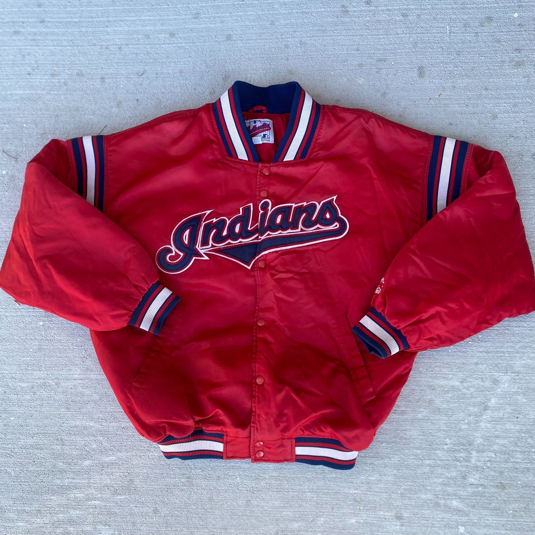 image of Mlb x Starter Vintage 90's Starter Cleveland Indians Varsity Bomber Jacket in Red, Men's (Size XL)