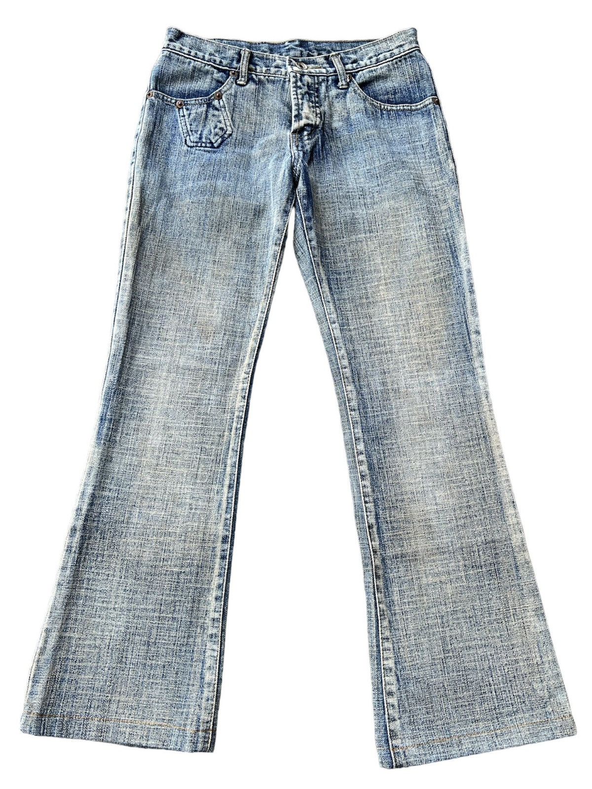 image of Avant Garde x Hysteric Glamour Flared Washed Distressed Cheps Jeans Boot Cut Y2K Pants in Denim (Si