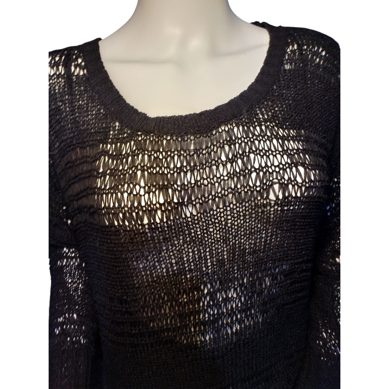 H&M H&M Sweater Lg Sleeves Sheer CrewNeck Pullover Black Sz Md Size M / US 6-8 / IT 42-44 - 2 Thumbnail