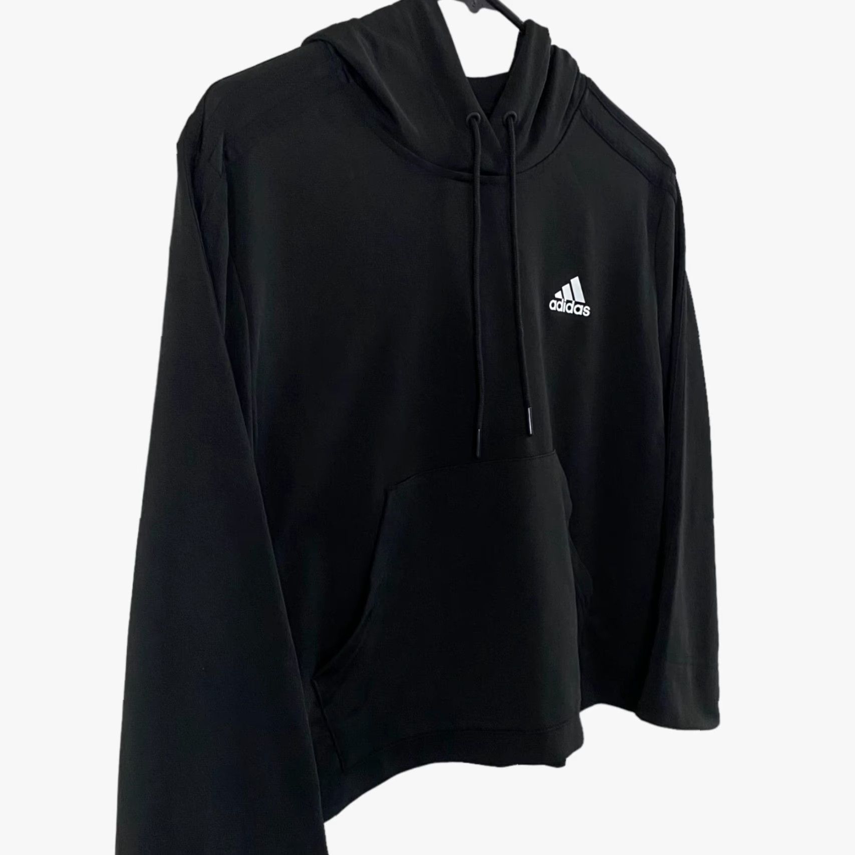 Adidas Adidas Adicolor Essential Crop Hoodie Sweatshirt Womens M Black Long Sleeve Hoodie Pockets Gym & Training Logo 3-Stripe Essentials Size M / US 6-8 / IT 42-44 - 2 Thumbnail