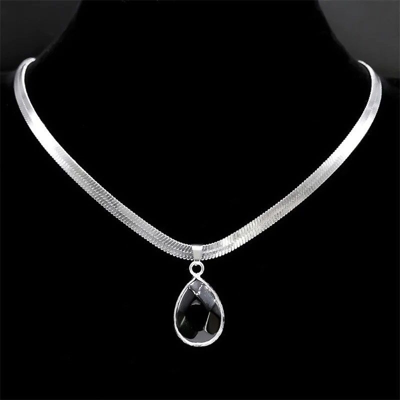 Japanese Brand Gothic Water Drop Black Obsidian Necklace Size ONE SIZE - 1 Thumbnail