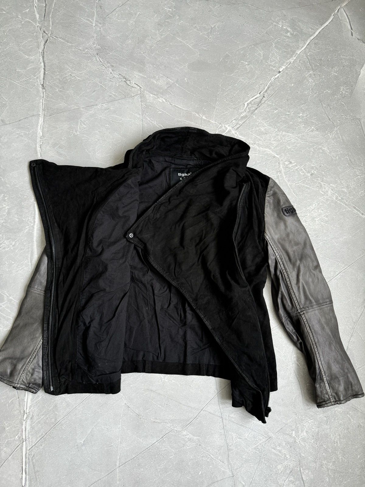 tigha Tigha High Neck Asymmetrical Leather Jacket Rick Owens Style Size L / US 10 / IT 46 - 9 Thumbnail