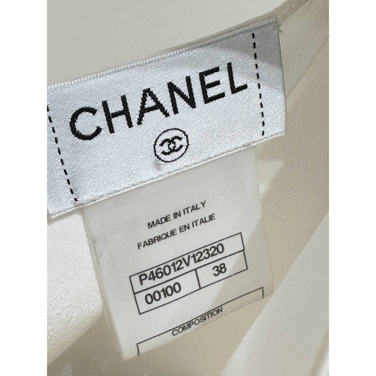 Chanel Chanel White Silk Long Sleeve Blouse Sz.38 Size S / US 4 / IT 40 - 5 Thumbnail