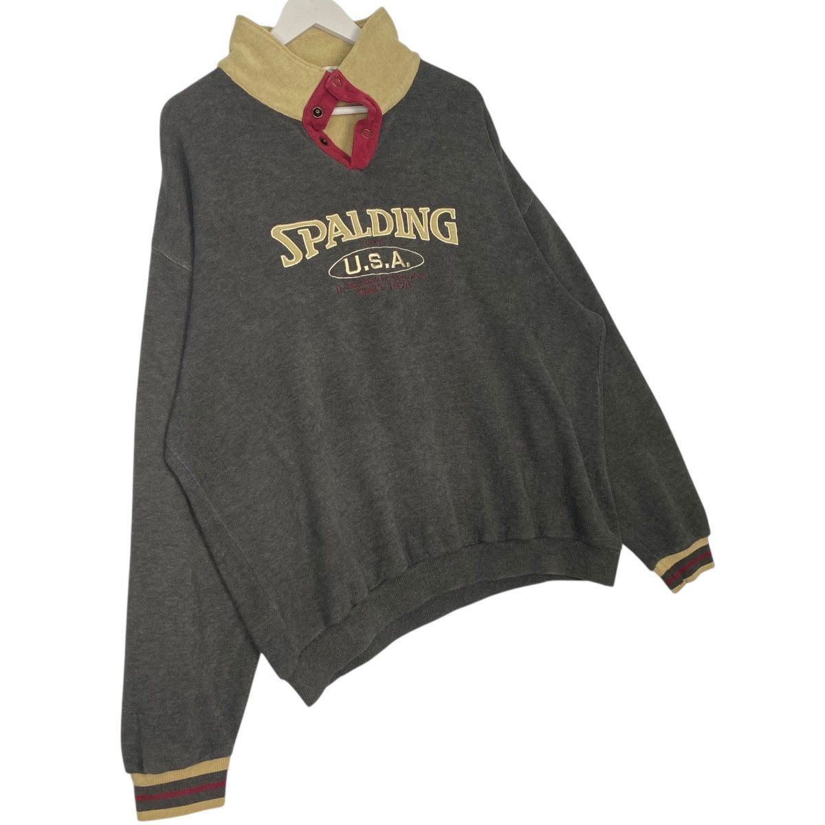 Vintage Vintage 90s Spalding Sweatshirt Collar Neck Gray Size XL Size US XL / EU 56 / 4 - 3 Thumbnail