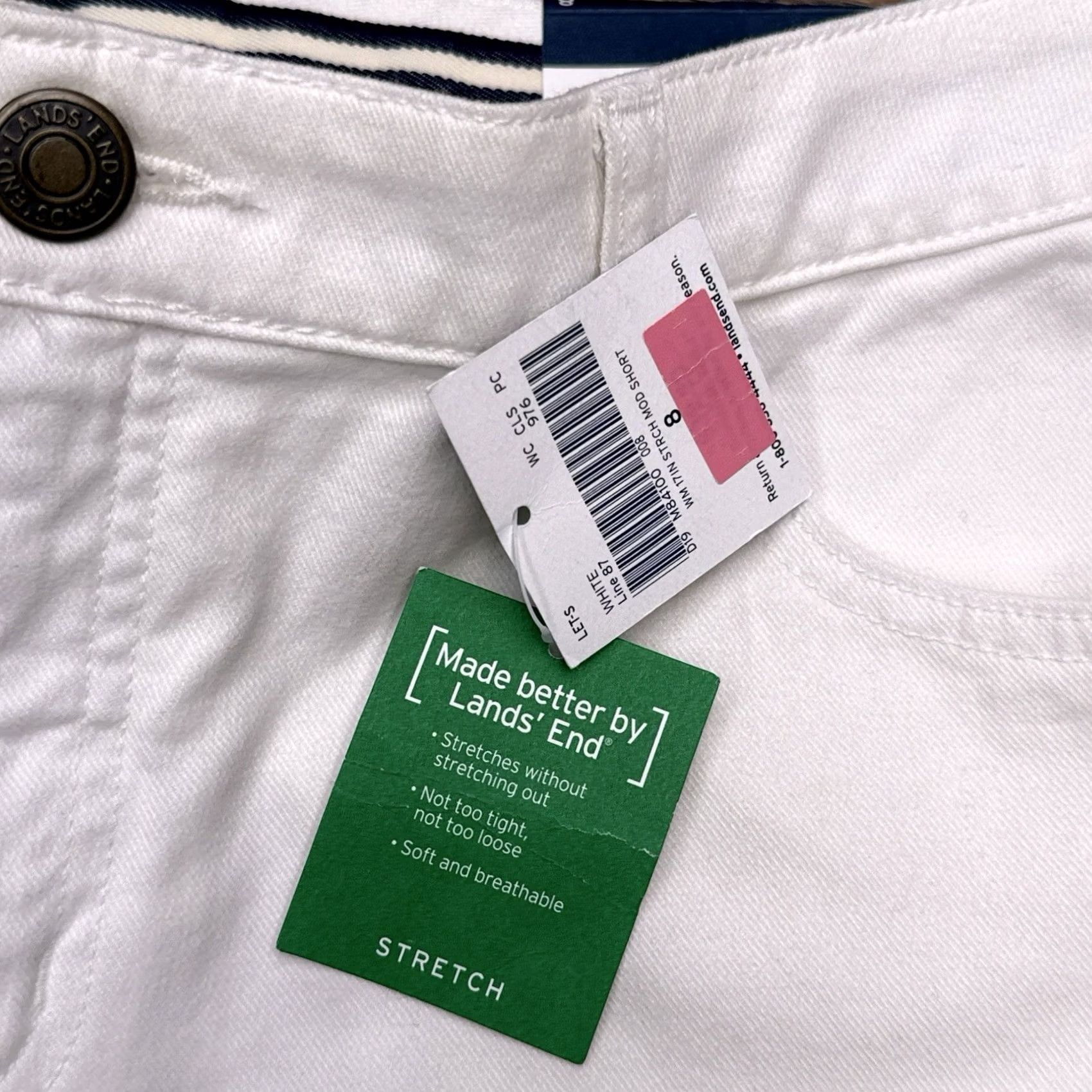 Lands' End Lands' End Bermuda Shorts Womens 8 White Denim Stretch 17 Inseam 5-Pocket Zip Front Mid Rise Sport Casual 30 W Machine Washable Size 30" / US 8 / IT 44 - 5 Thumbnail