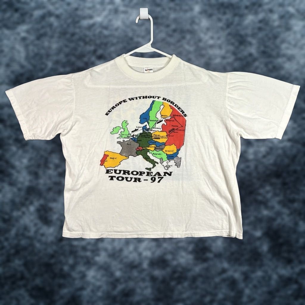 Vintage VTG 1997 Europe Without Borders Russia With Love T Shirt Adult XL White Men Short Sleeve Cotton Graphic Tee Sportswear/Beach 1990s Size US XL / EU 56 / 4 - 1 Thumbnail