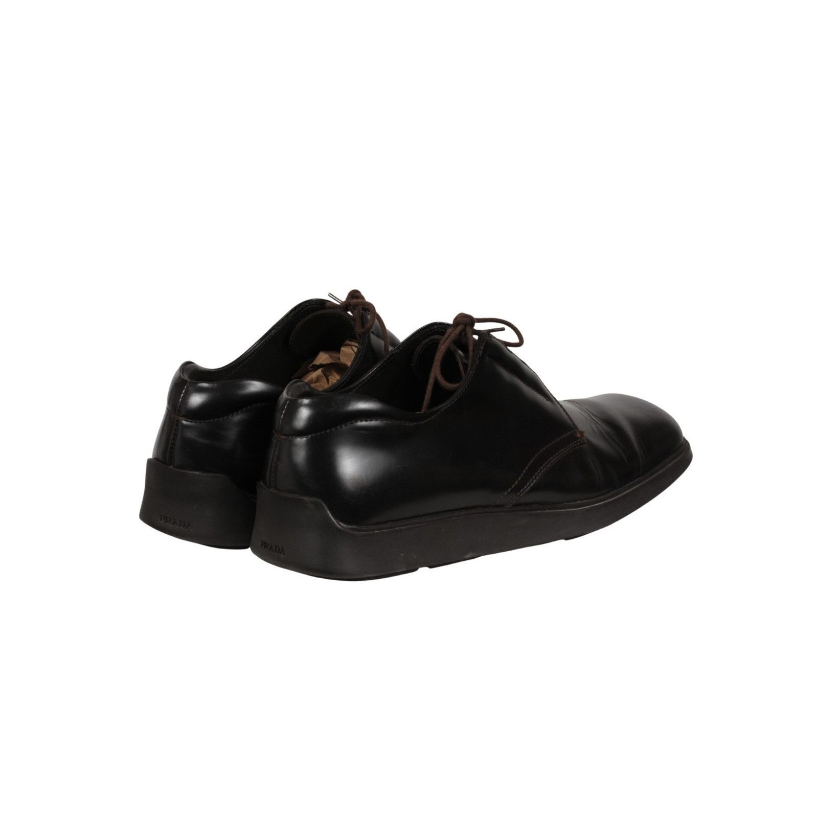 Prada Vtg 2000s Square Toe Oxfords Brown Leather - 02617 Size US 14 / EU 47 - 3 Thumbnail