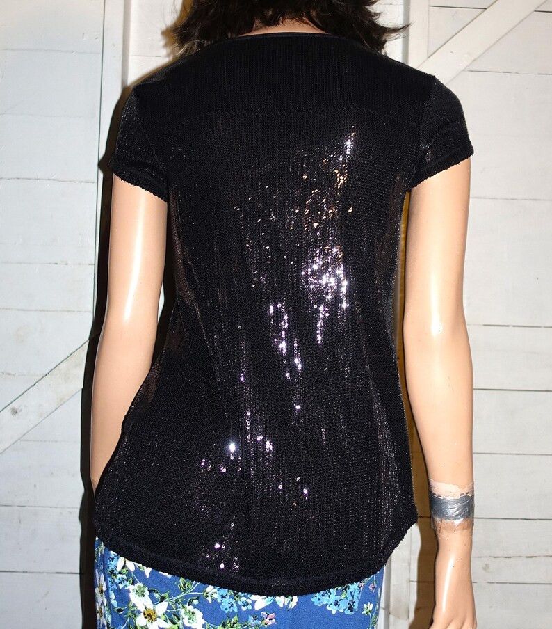 Other Max Studio Black Sequin Blouse S NWT Size S / US 4 / IT 40 - 5 Thumbnail
