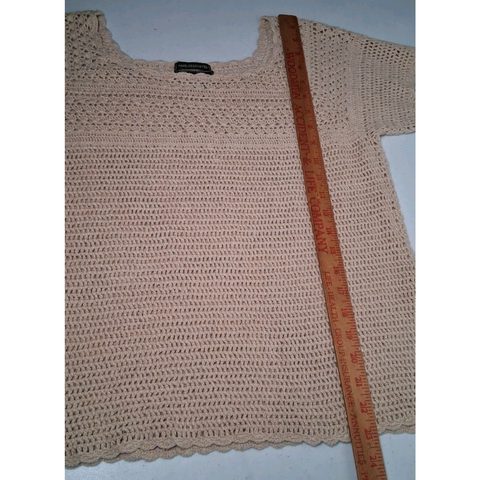 Eddie Bauer Eddie Bauer Hand Crocheted Sweater Shirt XL Tall Linen Cotton Open Knit Tan Size XL / US 12-14 / IT 48-50 - 5 Thumbnail