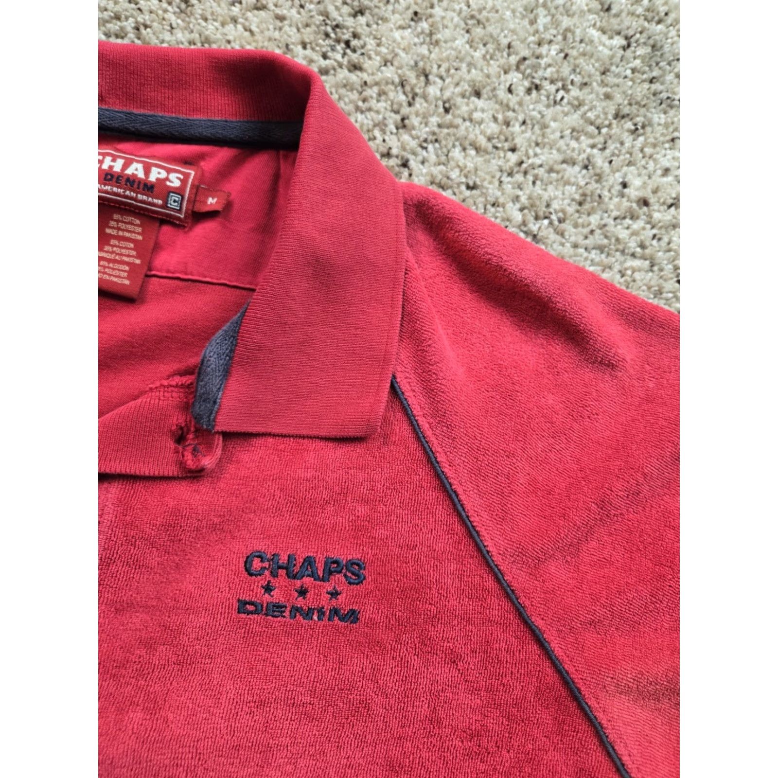 Chaps VINTAGE Chaps Polo Shirt Mens M Red Short Sleeve Polo Shirt Casual Cotton Blend Terry Logo 90s Mens Size US M / EU 48-50 / 2 - 5 Thumbnail