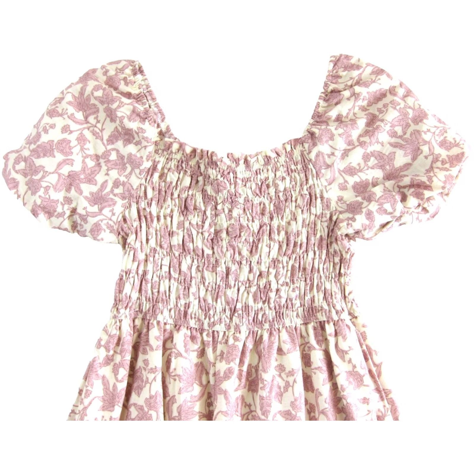 Vintage Ana & Rose NWT Ivory Pink Floral Short Puff Sleeve Midi Dress Large Size 36" / US 14 / IT 50 - 3 Thumbnail