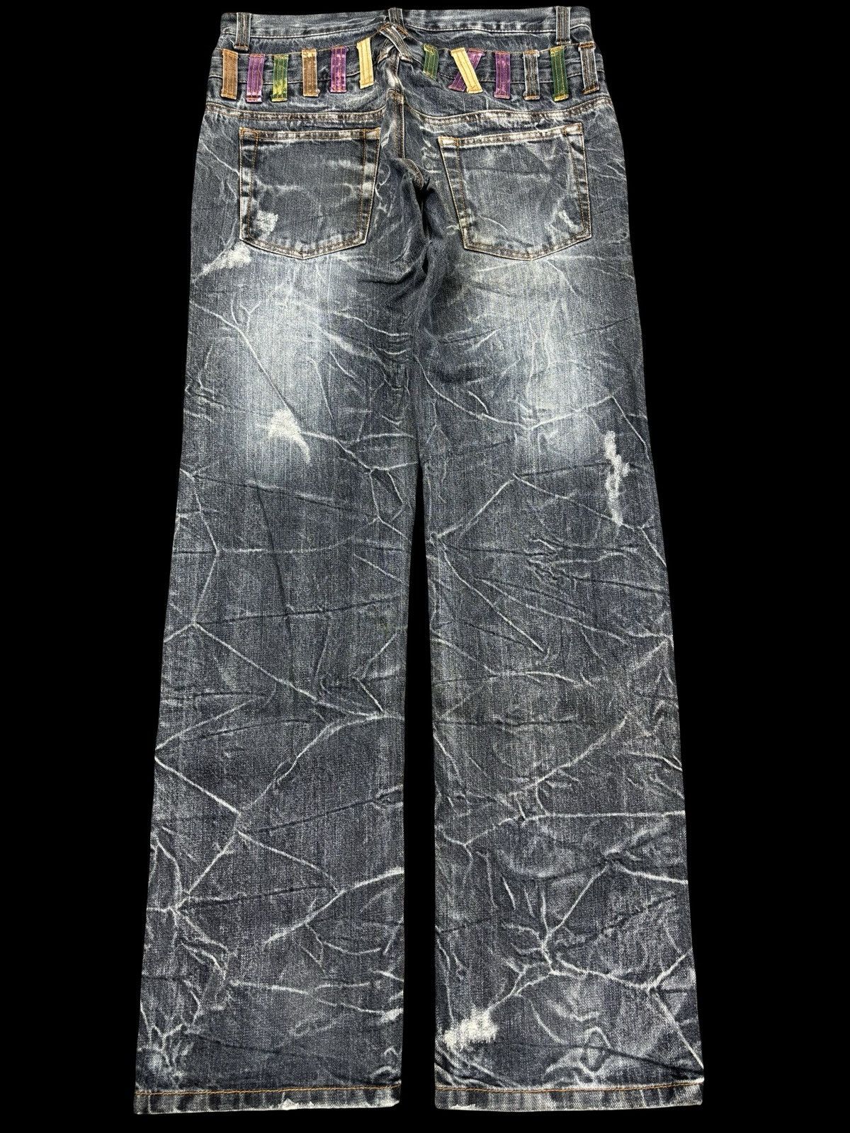 Japanese Brand 🔥DOUBLE WAIST🔥NYLAUS JEANS Thunder Fades Punk Denim F894 Size US 31 - 1 Thumbnail