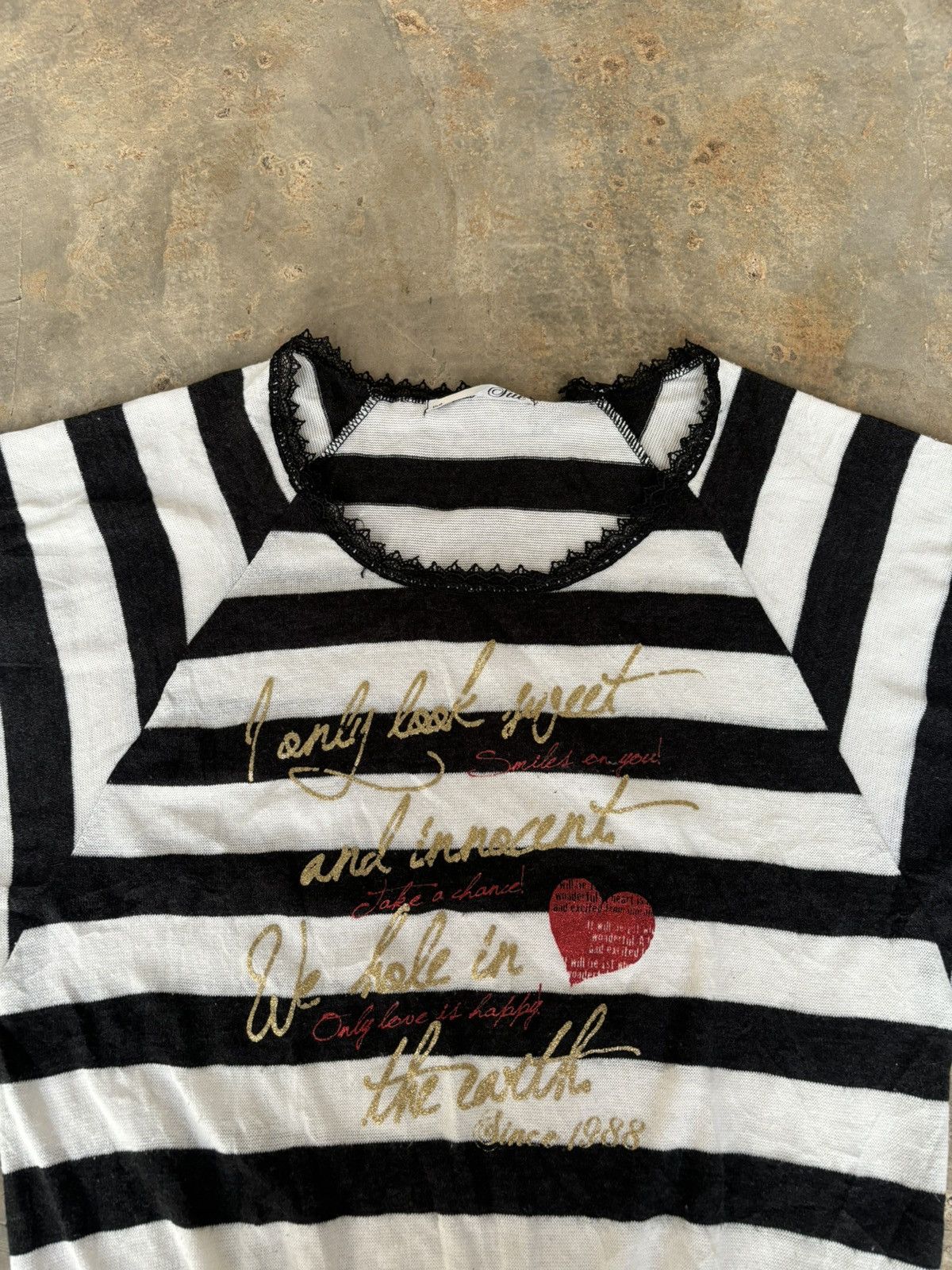 Hysteric Glamour Y2k Opium Sue Stripe Women's Tshirt Size ONE SIZE - 3 Thumbnail